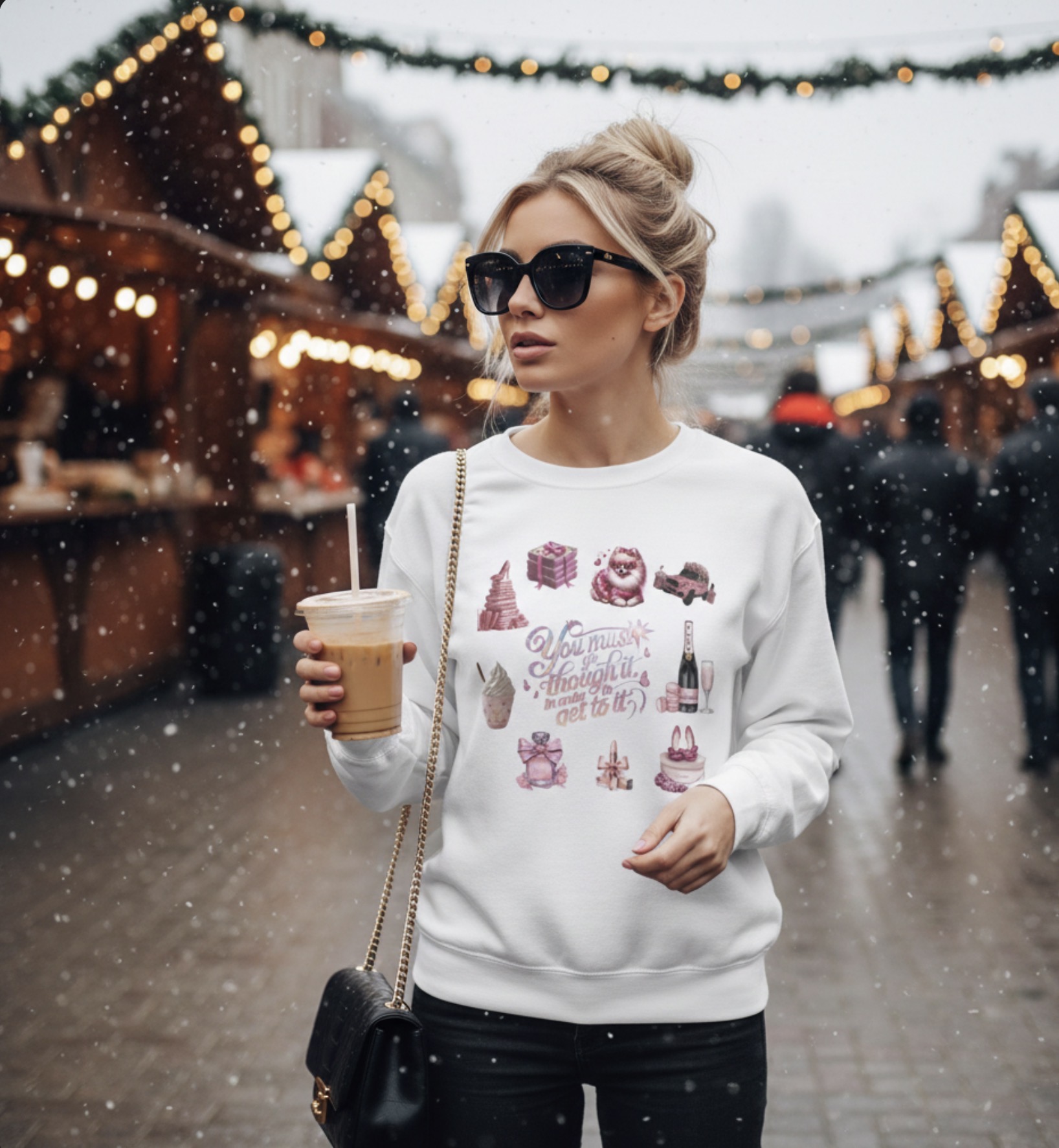 Crewneck Sweatshirt — 'I Thought It Was A Contest' Pink Luxury Gifts Design product thumbnail image