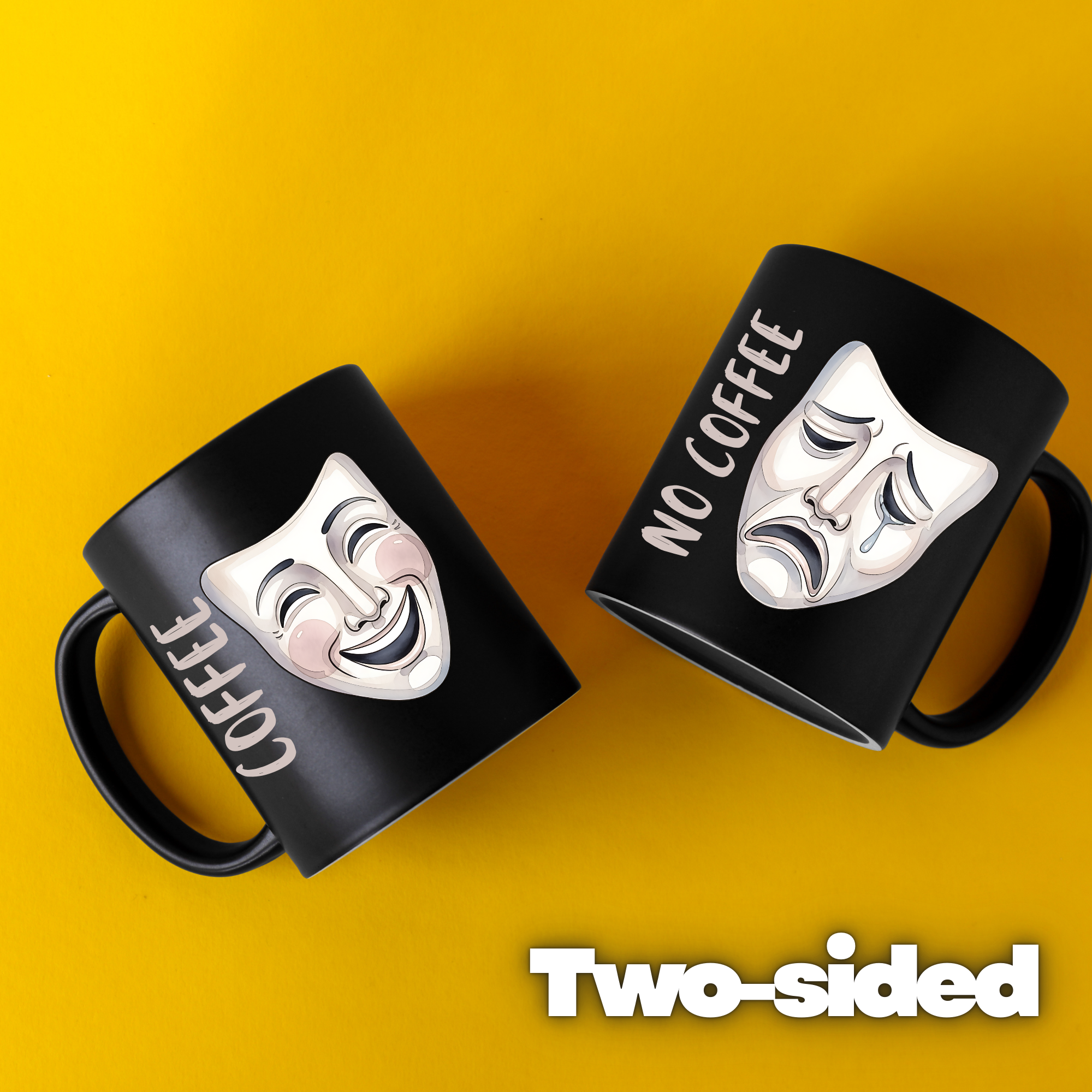 Comedy &amp; Tragedy Coffee Mug — Two-Sided Actor/Drama Teacher Gift (11oz/15oz) product thumbnail image