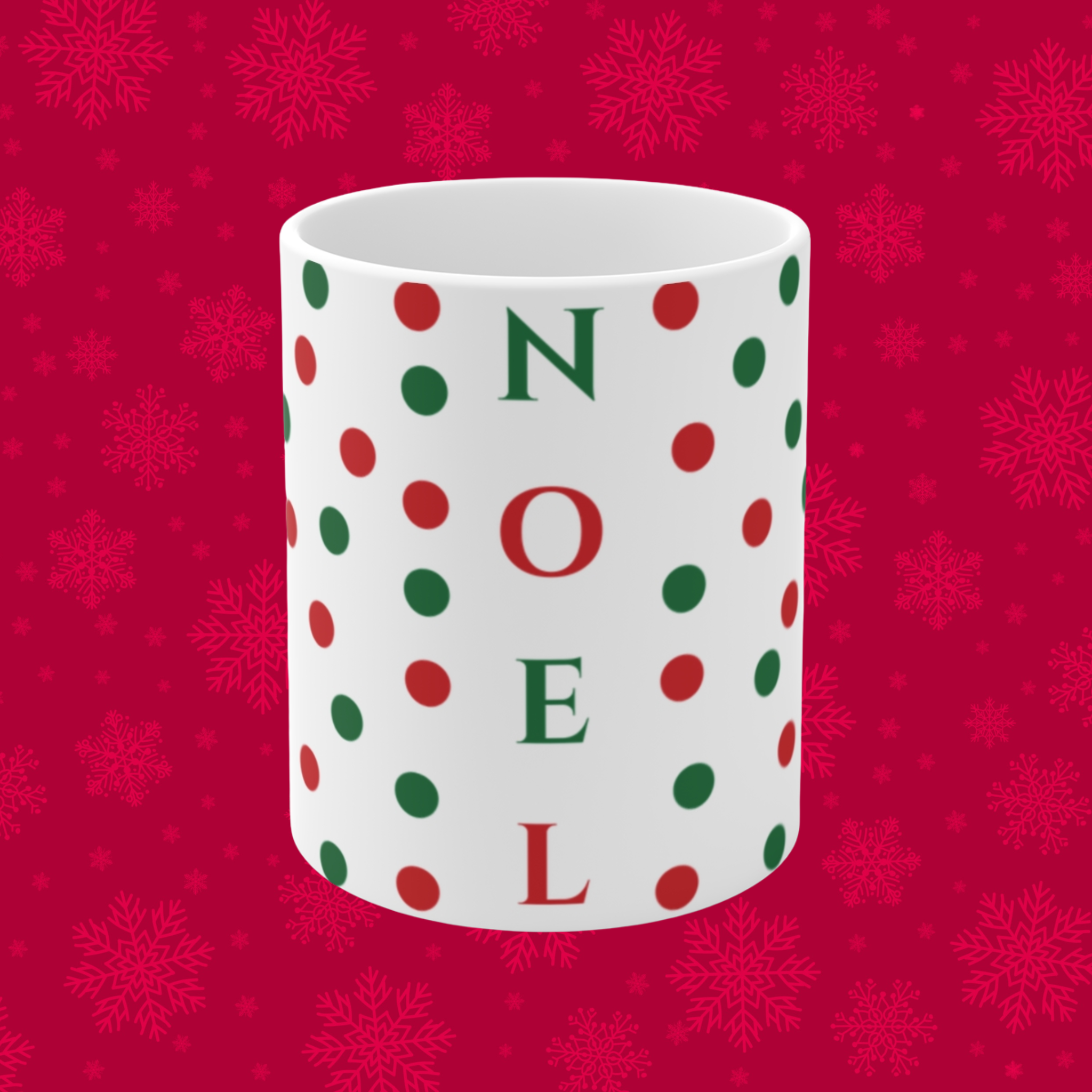 Noel Polka Dot Christmas Mug — 11oz Holiday Coffee Cup product thumbnail image Noel Polka Dot Christmas Mug — 11oz Holiday Coffee Cup product thumbnail image
