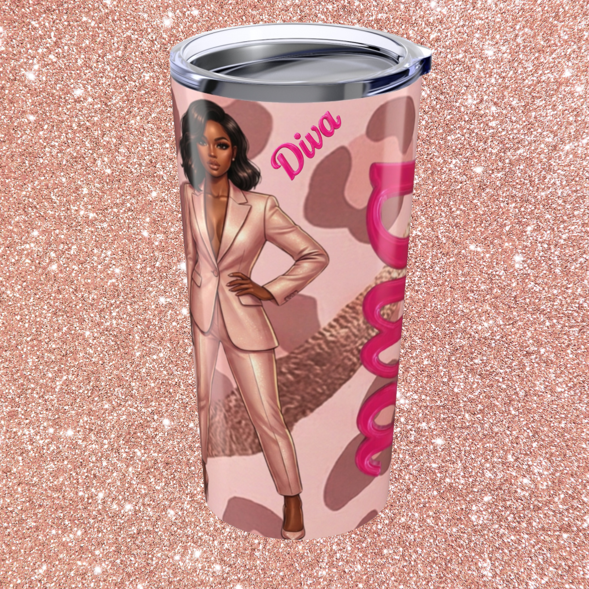 20oz Tumbler — Pink Leopard ‘Girl Boss’ Glam Travel Cup product thumbnail image