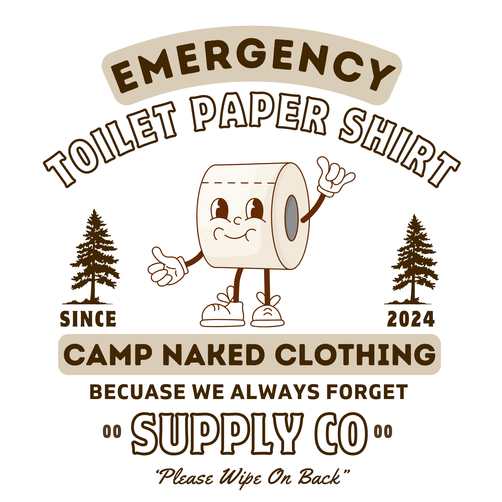 Camp Naked Clothing | Emergency Toilet Paper Shirt |  — Camp Naked Clothing Funny Camping Tee. product thumbnail image