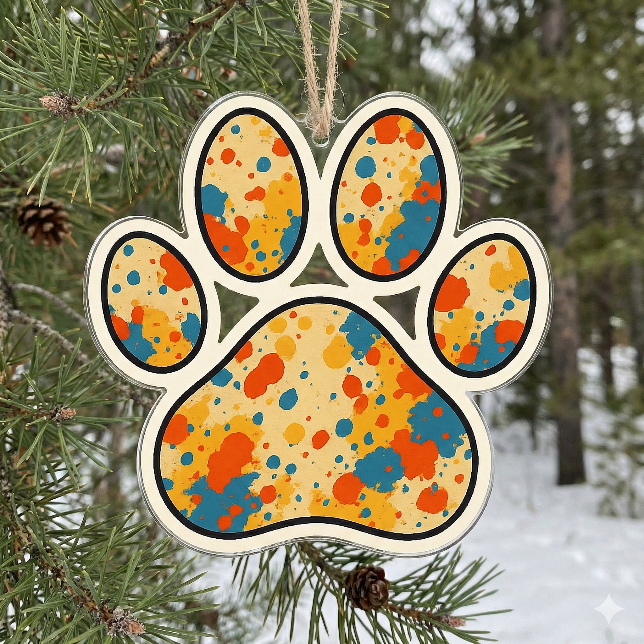 Paint-Splatter Paw – Painterly Pup Prints Custom Cut Acrylic Ornament product thumbnail image Paint-Splatter Paw – Painterly Pup Prints Custom Cut Acrylic Ornament product thumbnail image