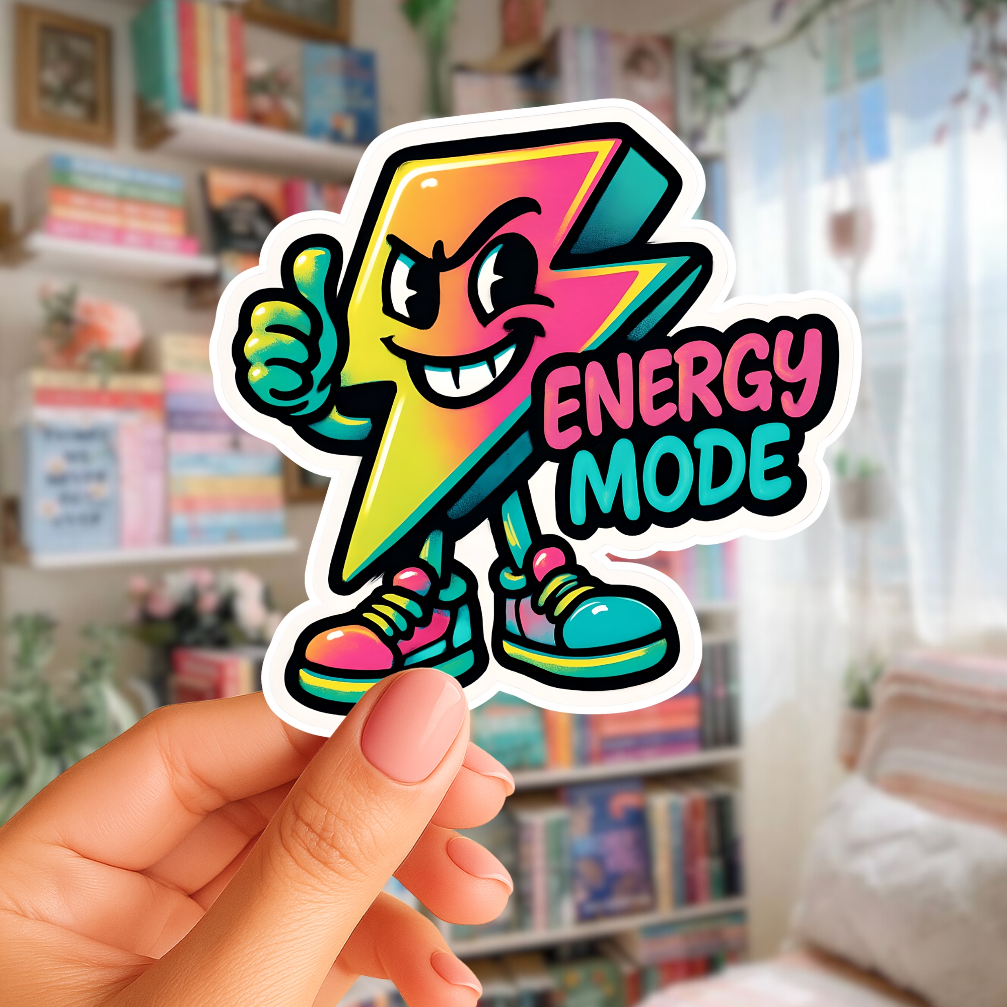 Energy Mode Sticker Colorful Lightning Character Kiss-Cut Sticker Thumbs Up product thumbnail image Energy Mode Sticker Colorful Lightning Character Kiss-Cut Sticker Thumbs Up product thumbnail image