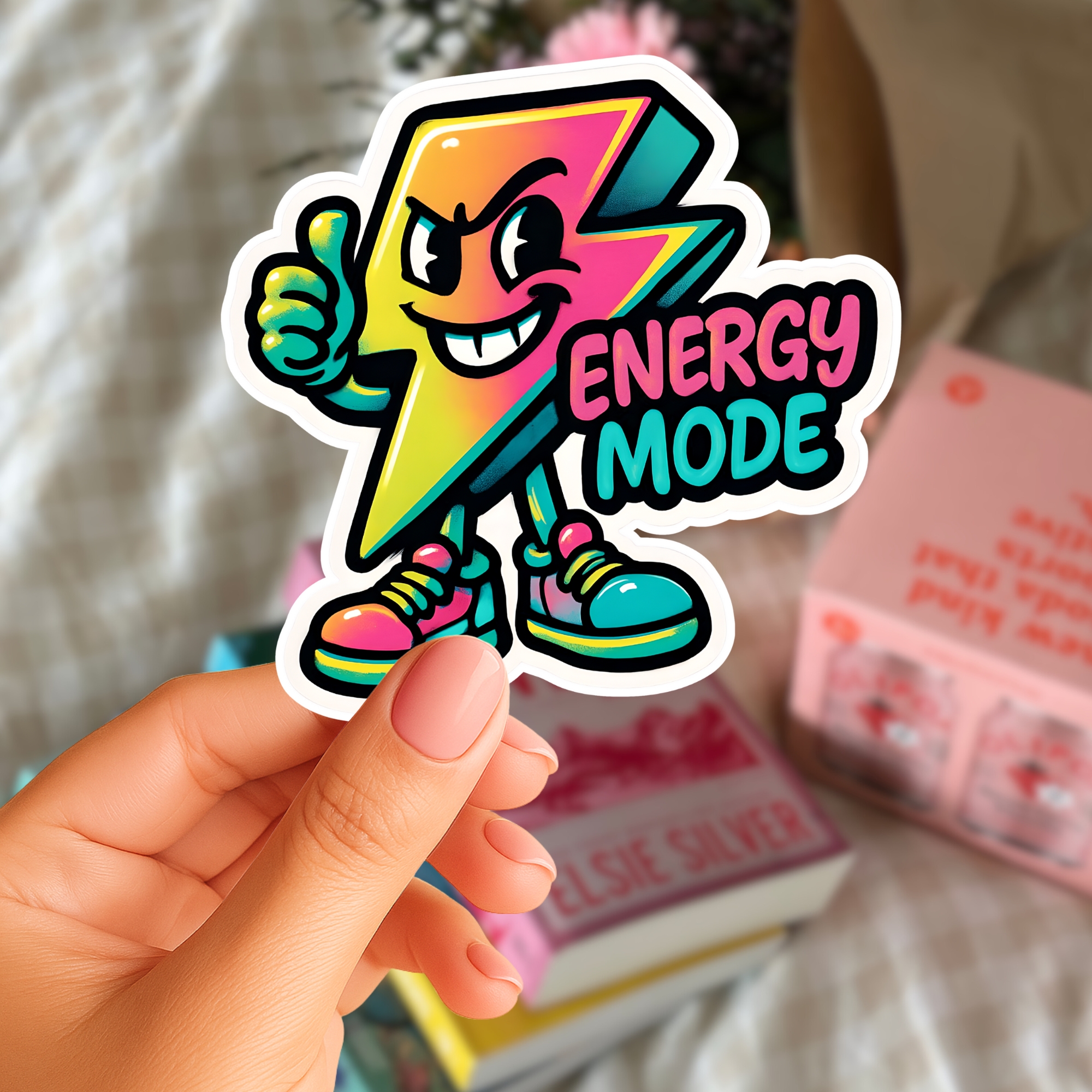Energy Mode Sticker Colorful Lightning Character Kiss-Cut Sticker Thumbs Up product thumbnail image Energy Mode Sticker Colorful Lightning Character Kiss-Cut Sticker Thumbs Up product thumbnail image