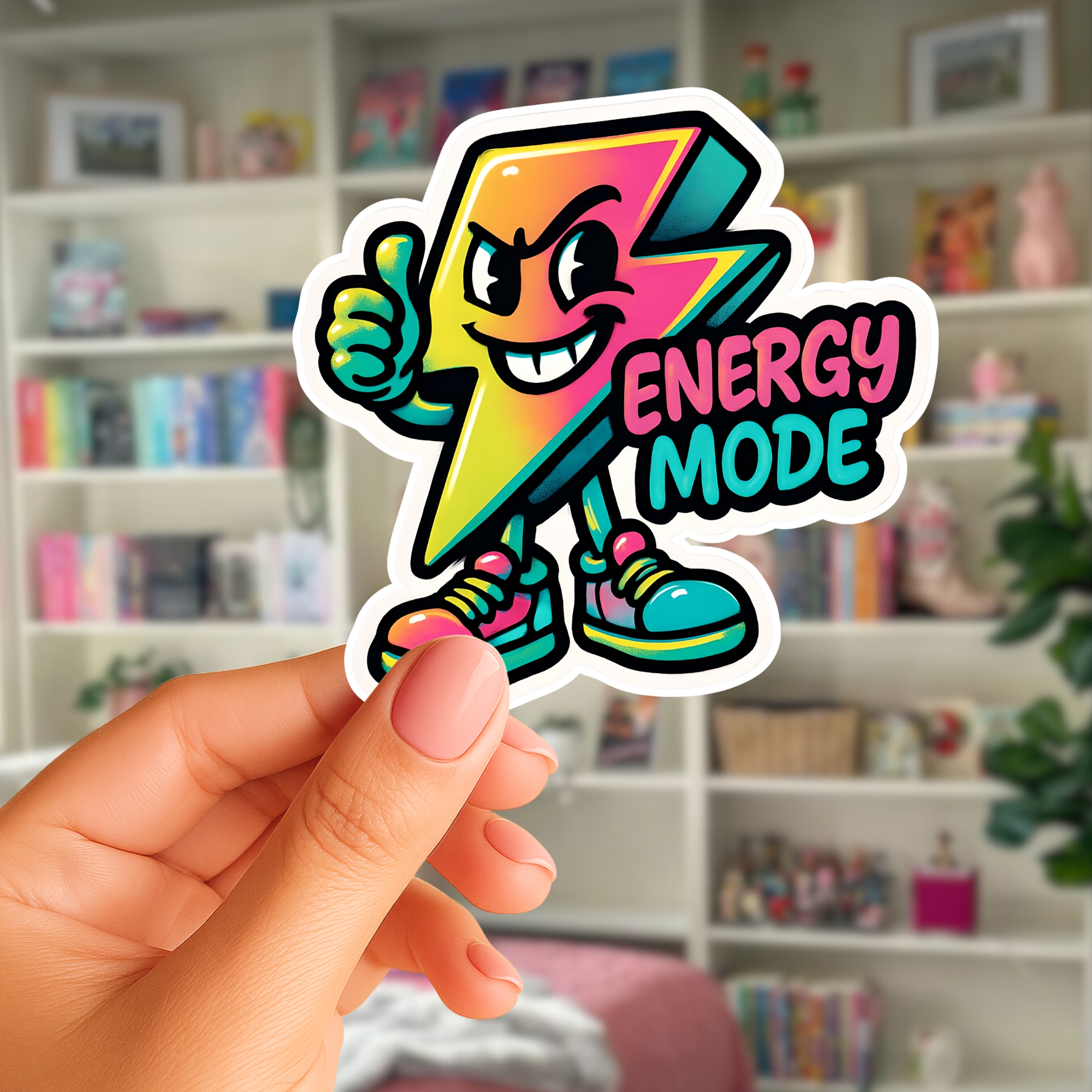 Energy Mode Sticker Colorful Lightning Character Kiss-Cut Sticker Thumbs Up product thumbnail image Energy Mode Sticker Colorful Lightning Character Kiss-Cut Sticker Thumbs Up product thumbnail image