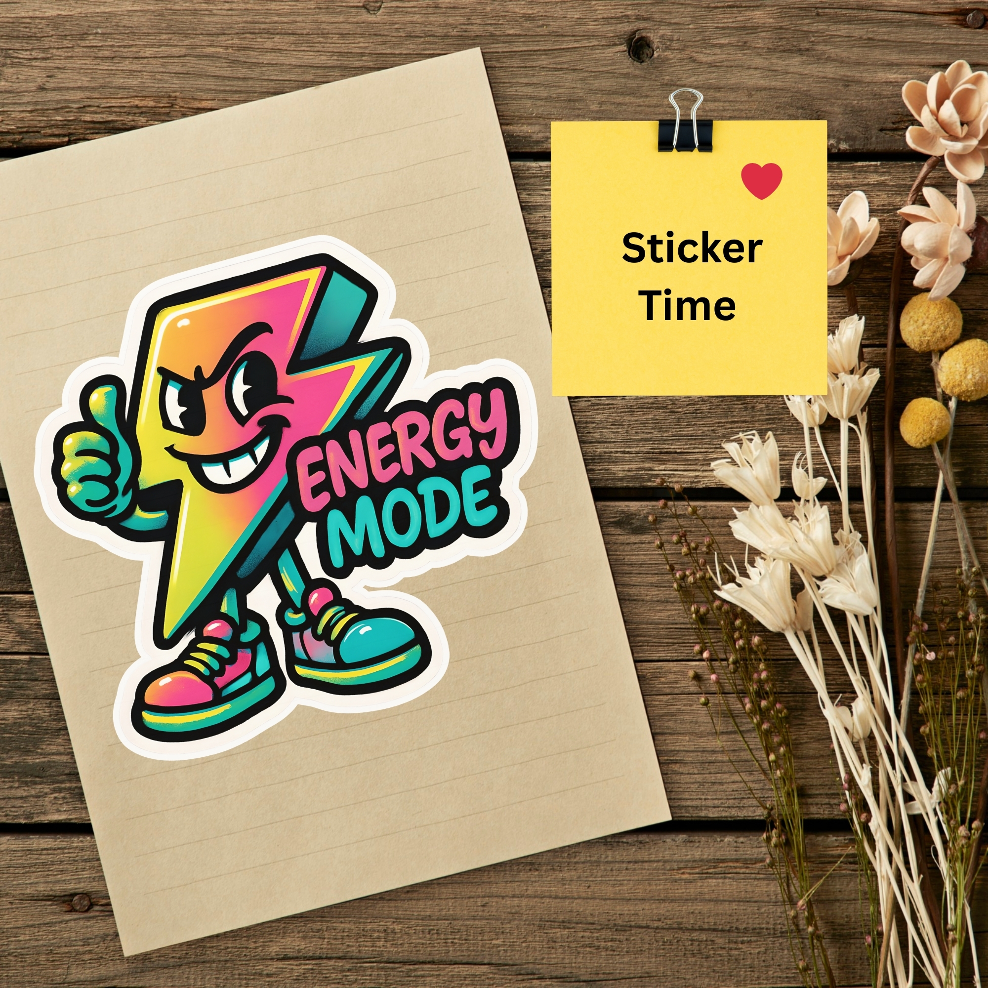 Energy Mode Sticker Colorful Lightning Character Kiss-Cut Sticker Thumbs Up product thumbnail image Energy Mode Sticker Colorful Lightning Character Kiss-Cut Sticker Thumbs Up product thumbnail image