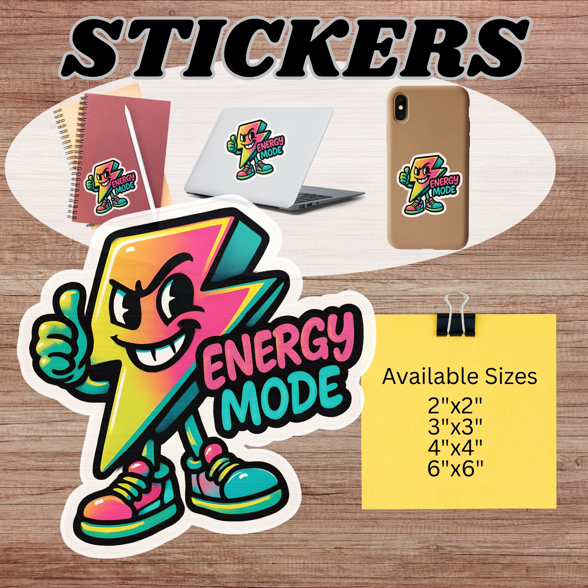 Energy Mode Sticker Colorful Lightning Character Kiss-Cut Sticker Thumbs Up product thumbnail image Energy Mode Sticker Colorful Lightning Character Kiss-Cut Sticker Thumbs Up product thumbnail image
