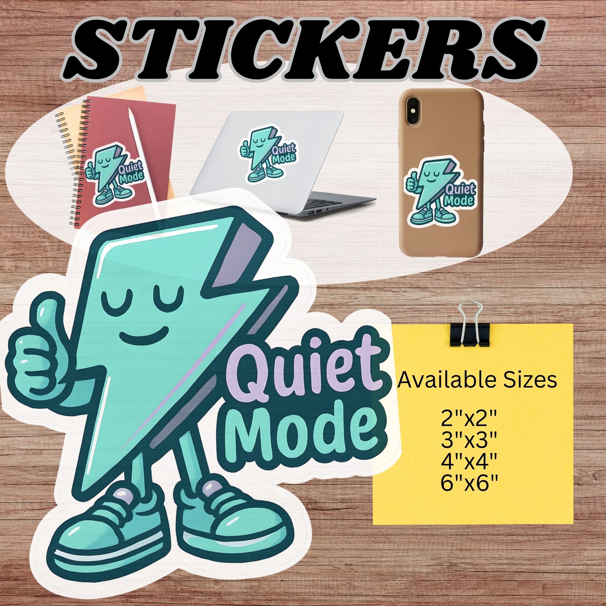 Quiet Mode Sticker Cute Lightning Character Laptop Sticker product thumbnail image Quiet Mode Sticker Cute Lightning Character Laptop Sticker product thumbnail image