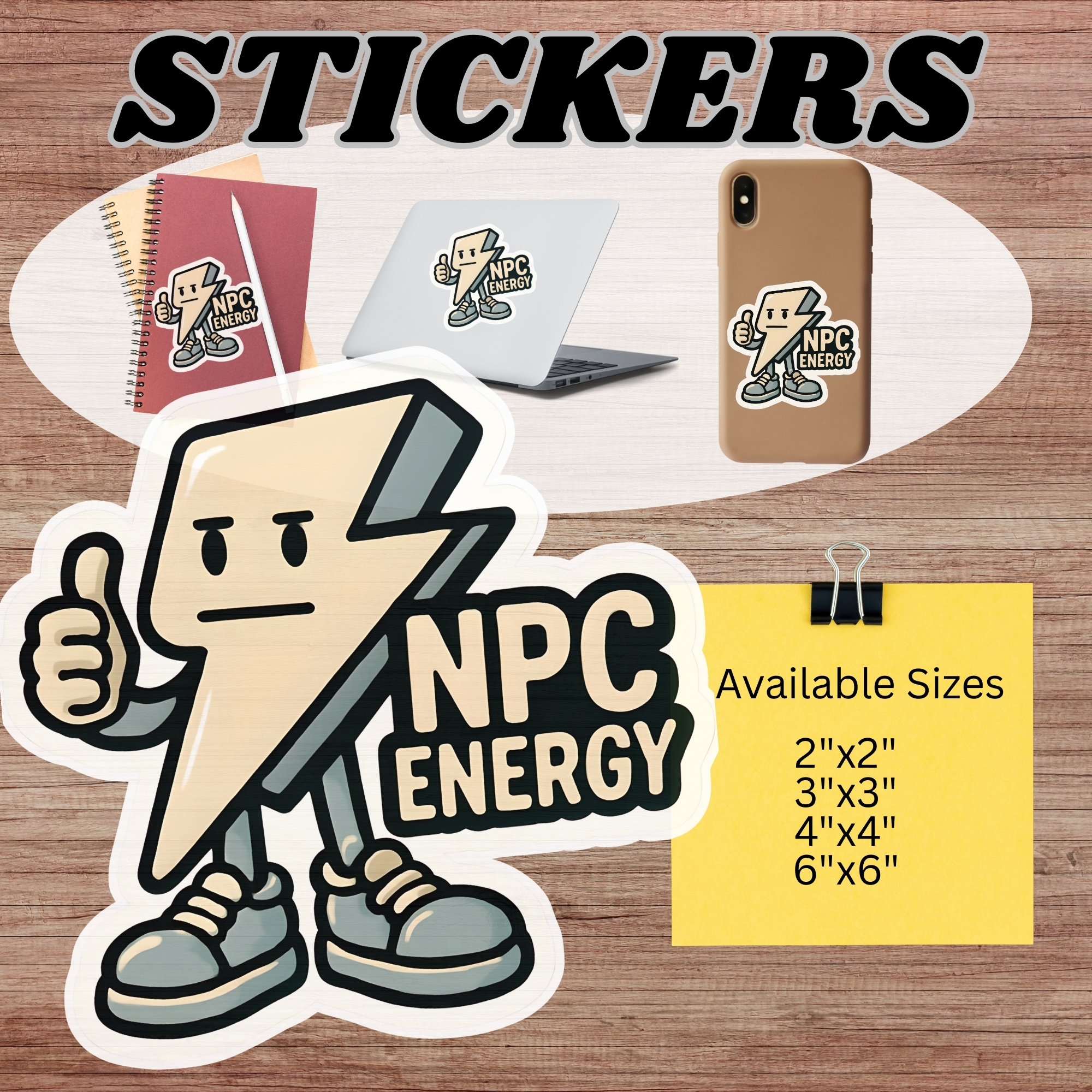 NPC Energy Sticker Retro Lightning Bolt Character Adhesive product thumbnail image NPC Energy Sticker Retro Lightning Bolt Character Adhesive product thumbnail image