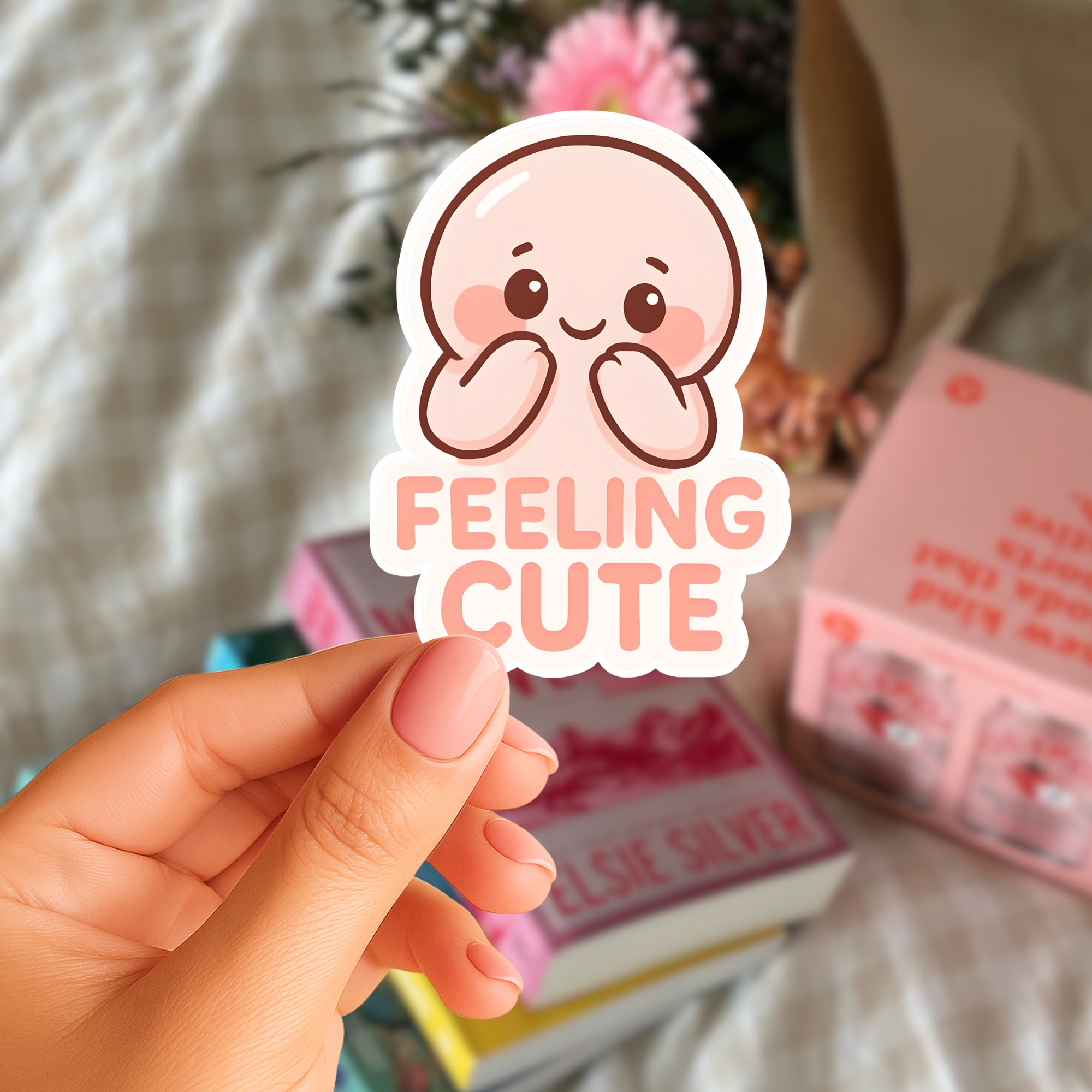 Feeling Cute Sticker Kawaii Blushing Character Kiss-Cut Vinyl Sticker product thumbnail image Feeling Cute Sticker Kawaii Blushing Character Kiss-Cut Vinyl Sticker product thumbnail image