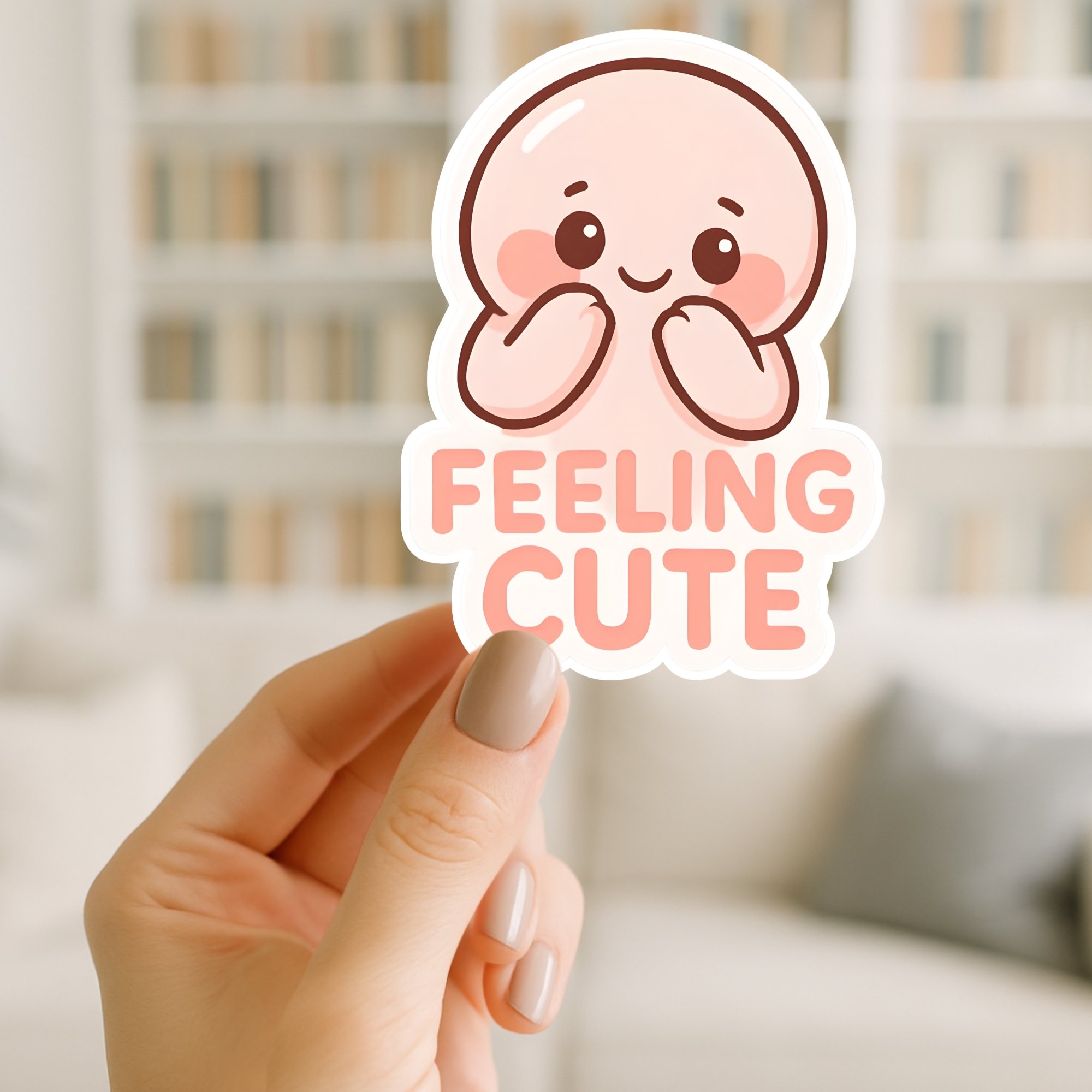 Feeling Cute Sticker Kawaii Blushing Character Kiss-Cut Vinyl Sticker product thumbnail image Feeling Cute Sticker Kawaii Blushing Character Kiss-Cut Vinyl Sticker product thumbnail image