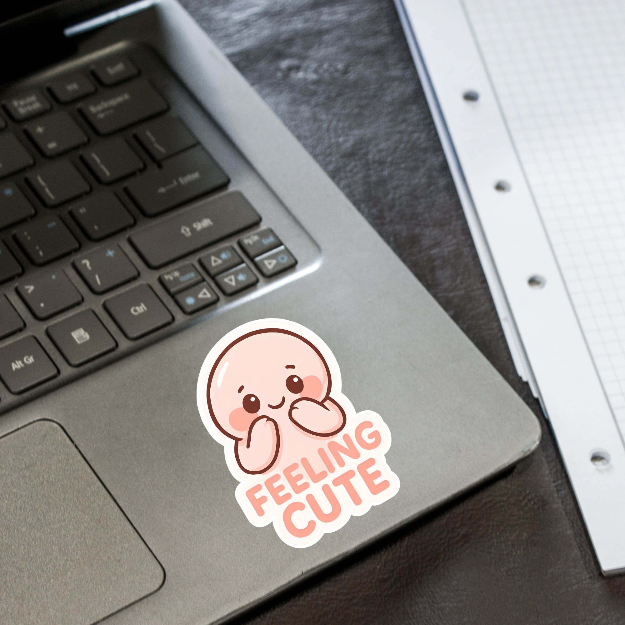 Feeling Cute Sticker Kawaii Blushing Character Kiss-Cut Vinyl Sticker product thumbnail image Feeling Cute Sticker Kawaii Blushing Character Kiss-Cut Vinyl Sticker product thumbnail image