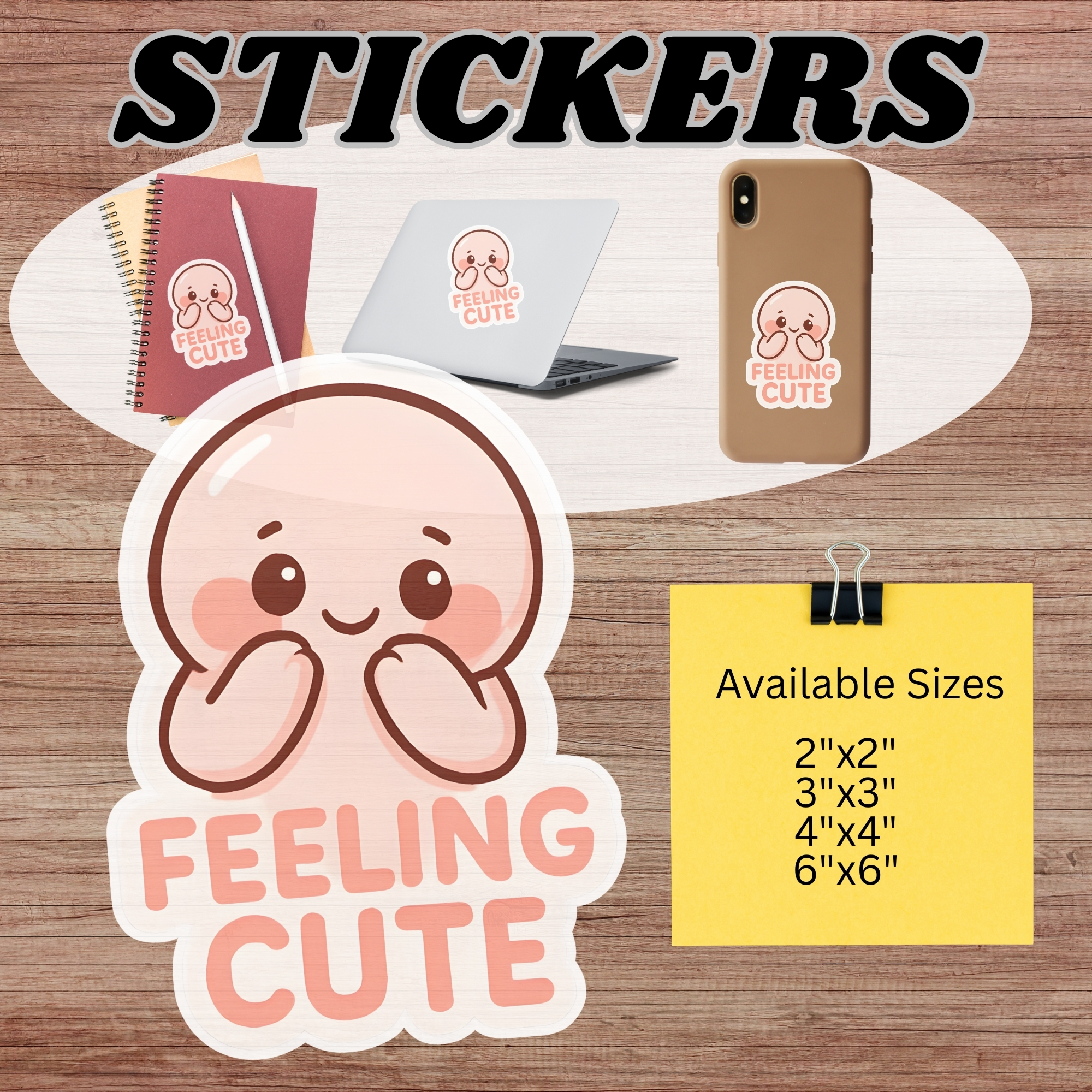 Feeling Cute Sticker Kawaii Blushing Character Kiss-Cut Vinyl Sticker product thumbnail image Feeling Cute Sticker Kawaii Blushing Character Kiss-Cut Vinyl Sticker product thumbnail image