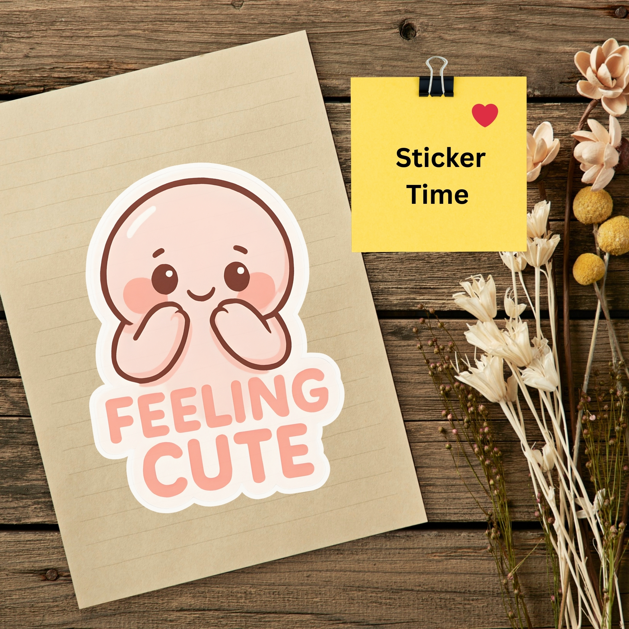 Feeling Cute Sticker Kawaii Blushing Character Kiss-Cut Vinyl Sticker product thumbnail image Feeling Cute Sticker Kawaii Blushing Character Kiss-Cut Vinyl Sticker product thumbnail image