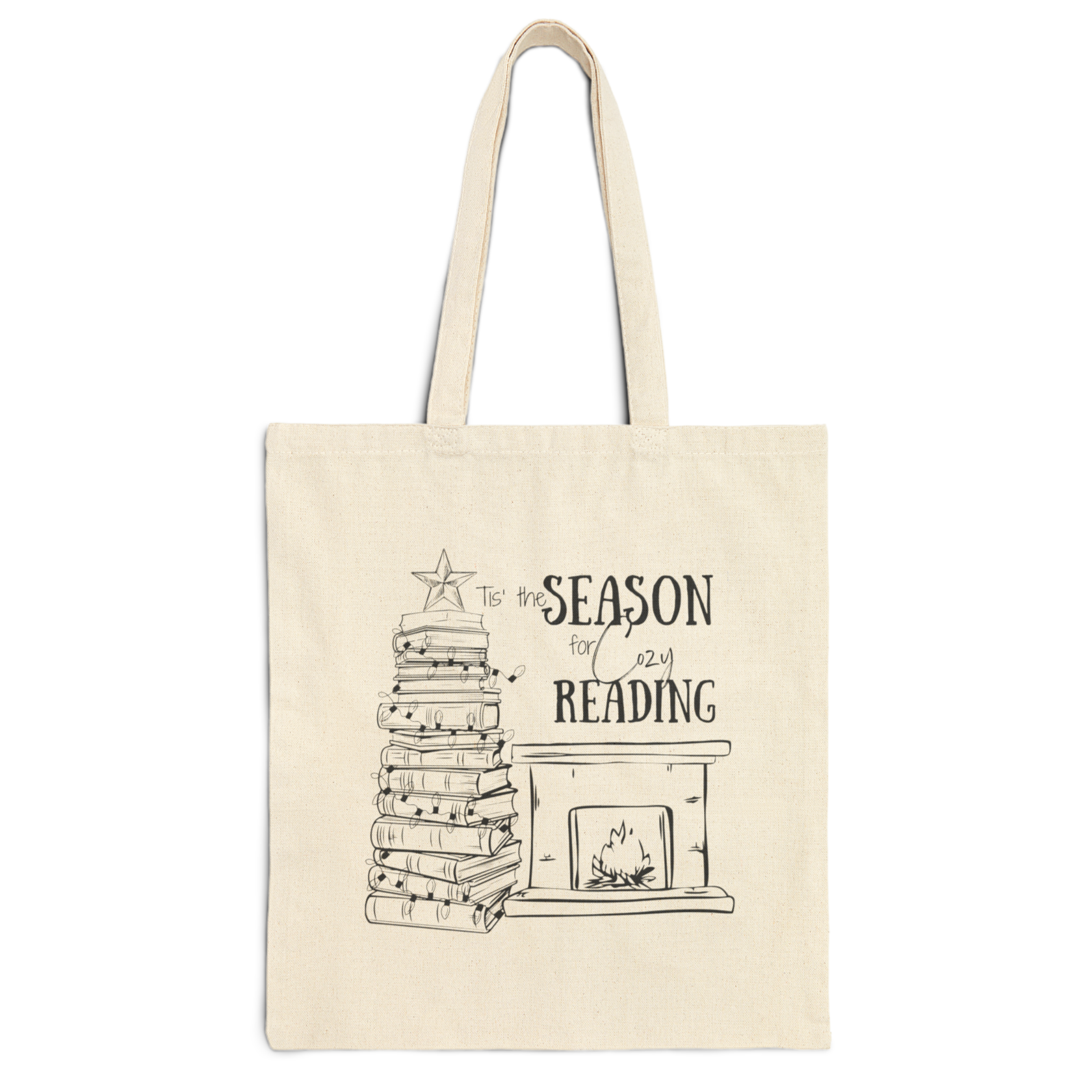 Tis' The Season for Cozy Reading Cotton Canvas Tote Bag product thumbnail image