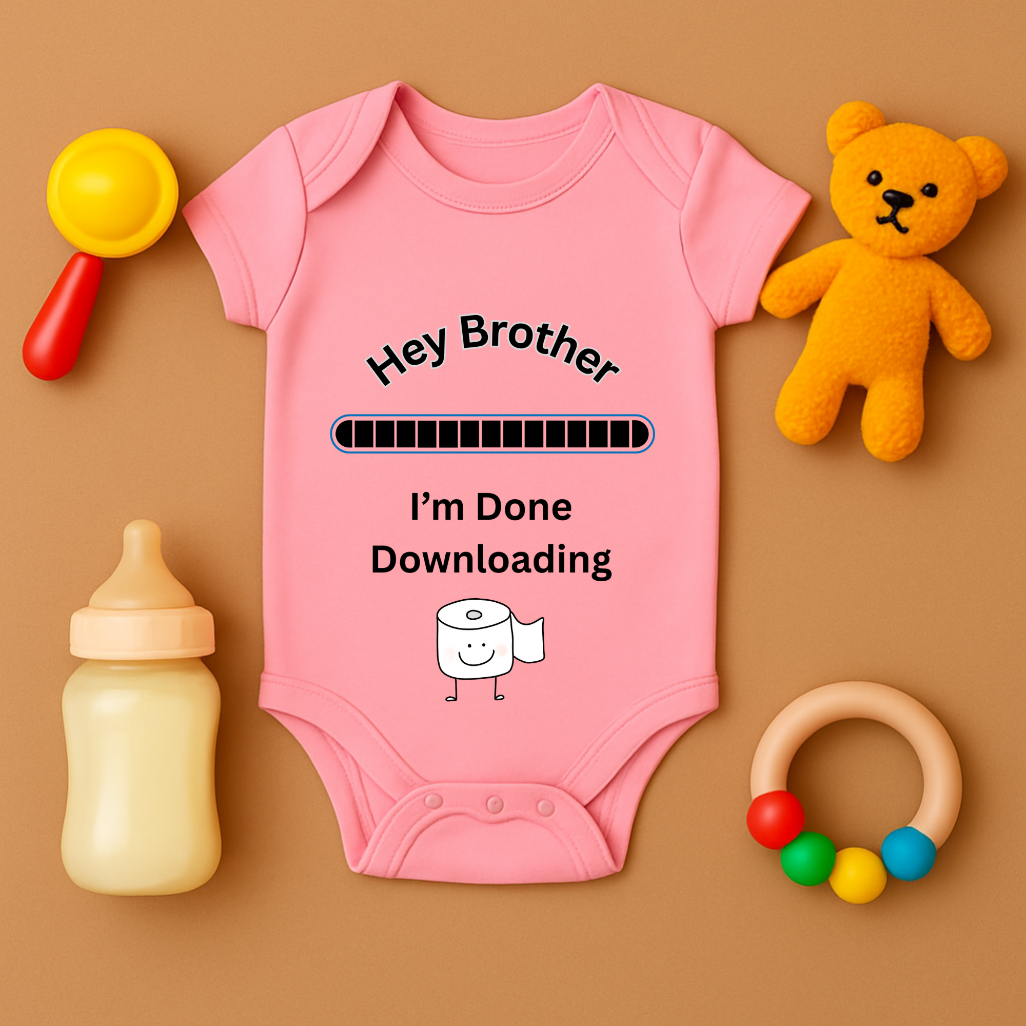 Hey Brother Im Done Downloading Baby Bodysuit Funny Infant One Piece Sibling Announcement Outfit Baby Shower Gift product thumbnail image