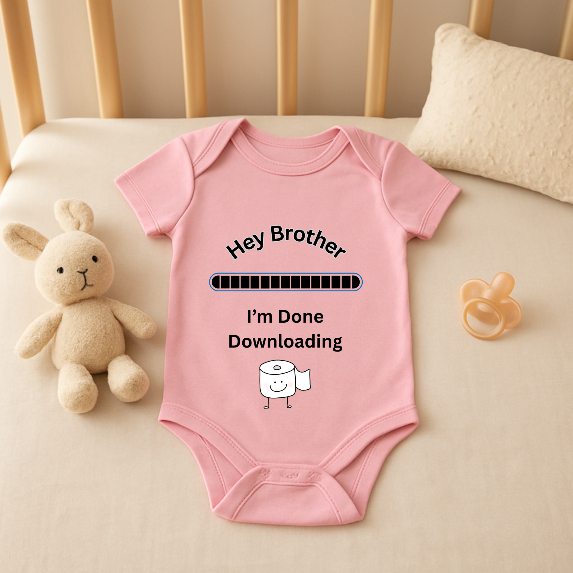 Hey Brother Im Done Downloading Baby Bodysuit Funny Infant One Piece Sibling Announcement Outfit Baby Shower Gift product thumbnail image