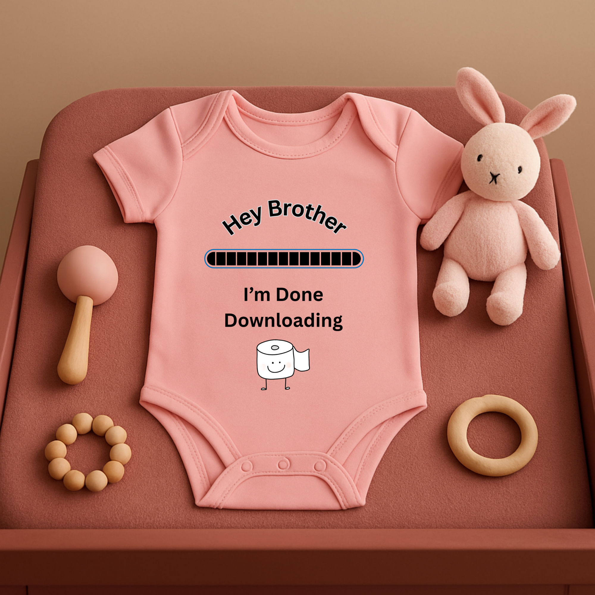 Hey Brother Im Done Downloading Baby Bodysuit Funny Infant One Piece Sibling Announcement Outfit Baby Shower Gift product thumbnail image