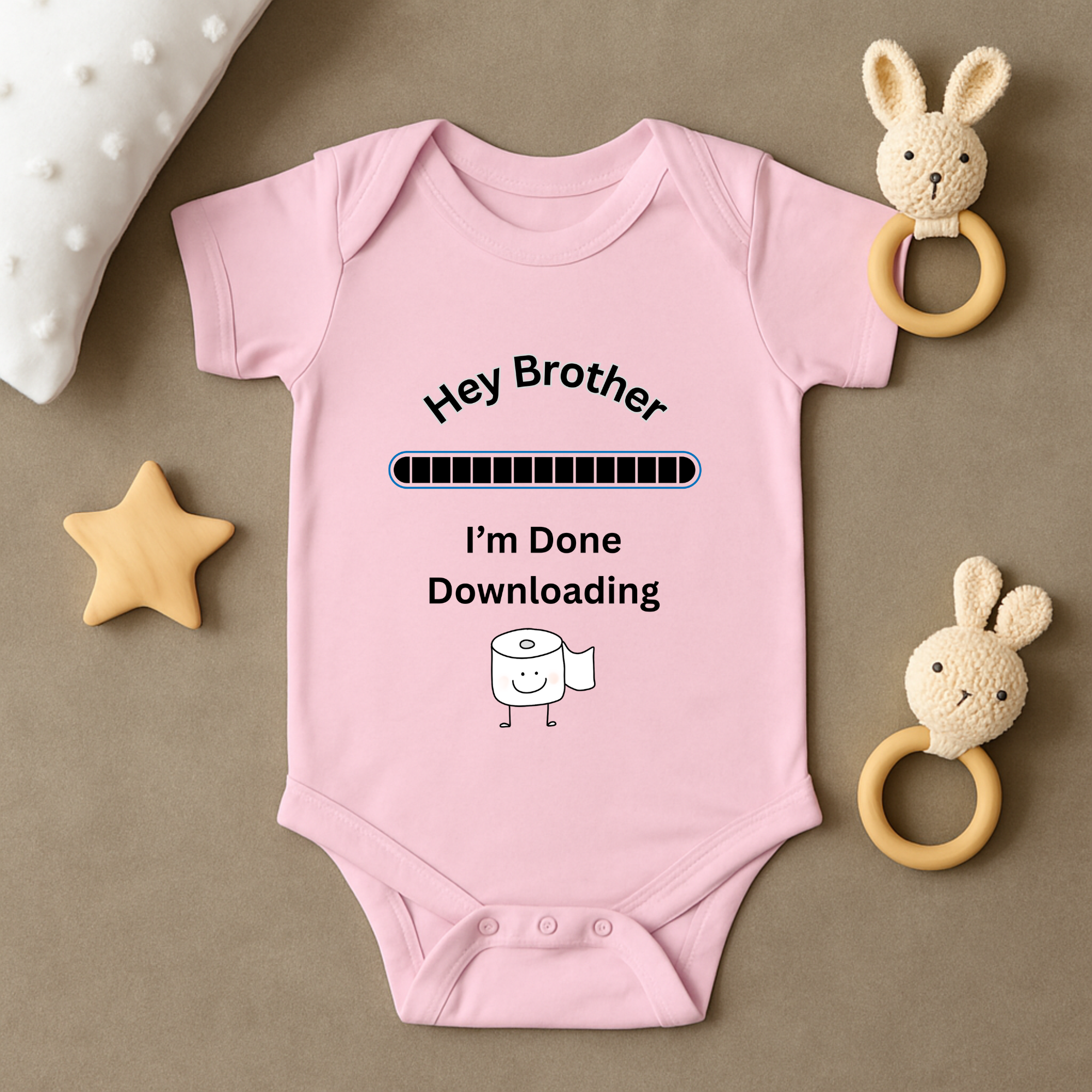 Hey Brother Im Done Downloading Baby Bodysuit Funny Infant One Piece Sibling Announcement Outfit Baby Shower Gift product thumbnail image