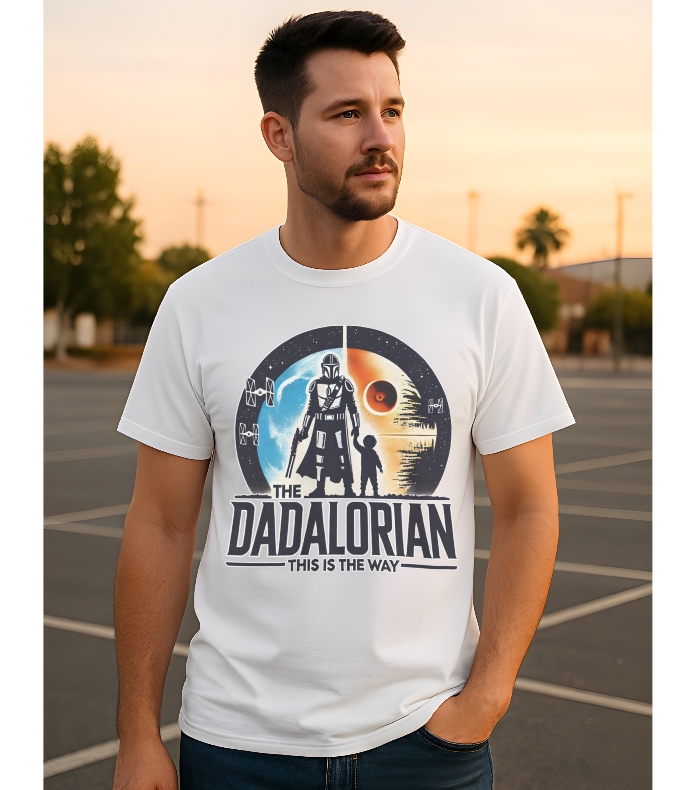 The Dadalorian Heavy Cotton T-Shirt for Dads | Funny Fatherhood Shirt for Men | “This Is The Way” Dad Gift Tee | Star-Inspired Dad Graphic Shirt | Father’s Day, Birthday, Christmas Gift for Dad product thumbnail image
