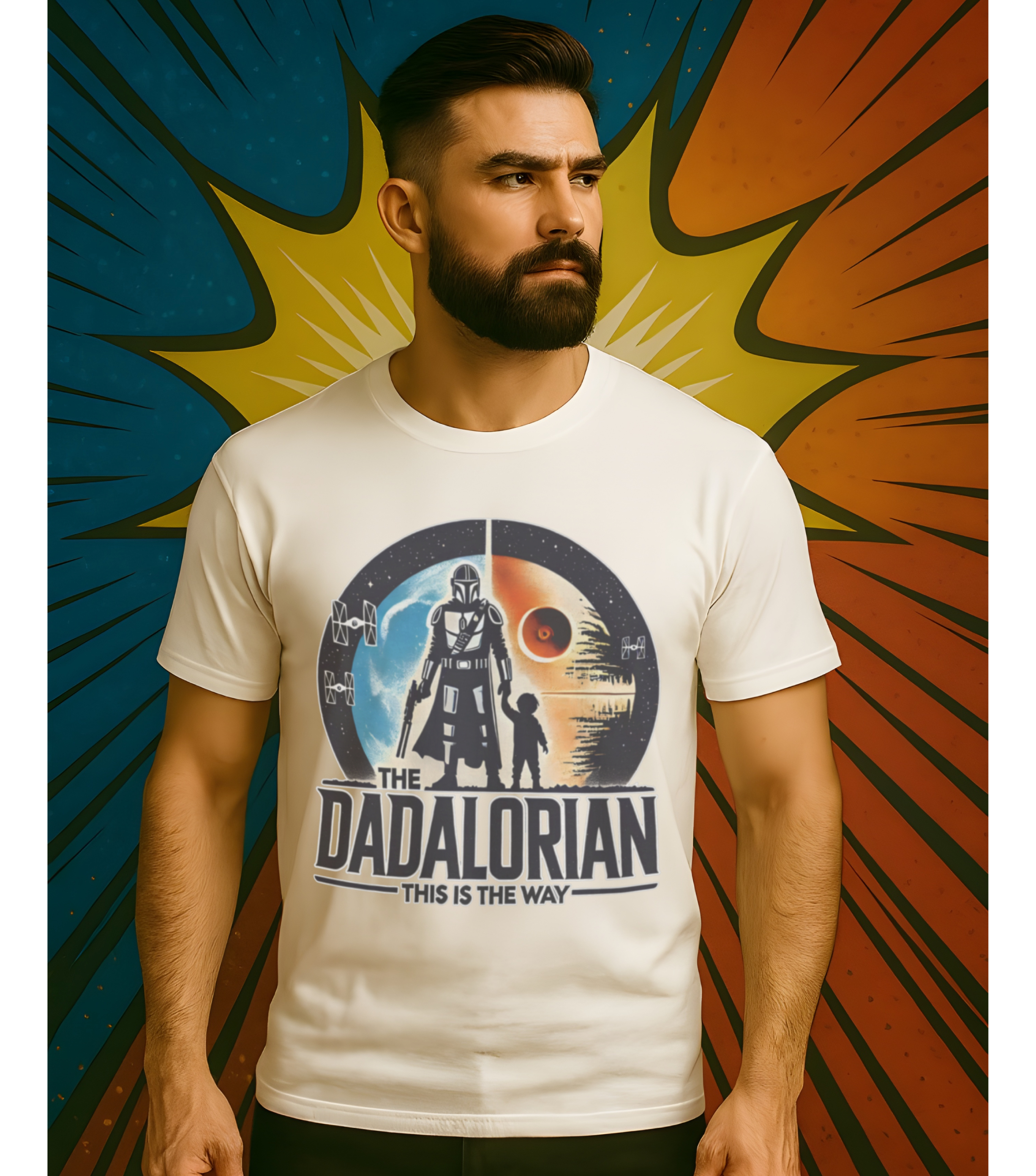 The Dadalorian Heavy Cotton T-Shirt for Dads | Funny Fatherhood Shirt for Men | “This Is The Way” Dad Gift Tee | Star-Inspired Dad Graphic Shirt | Father’s Day, Birthday, Christmas Gift for Dad