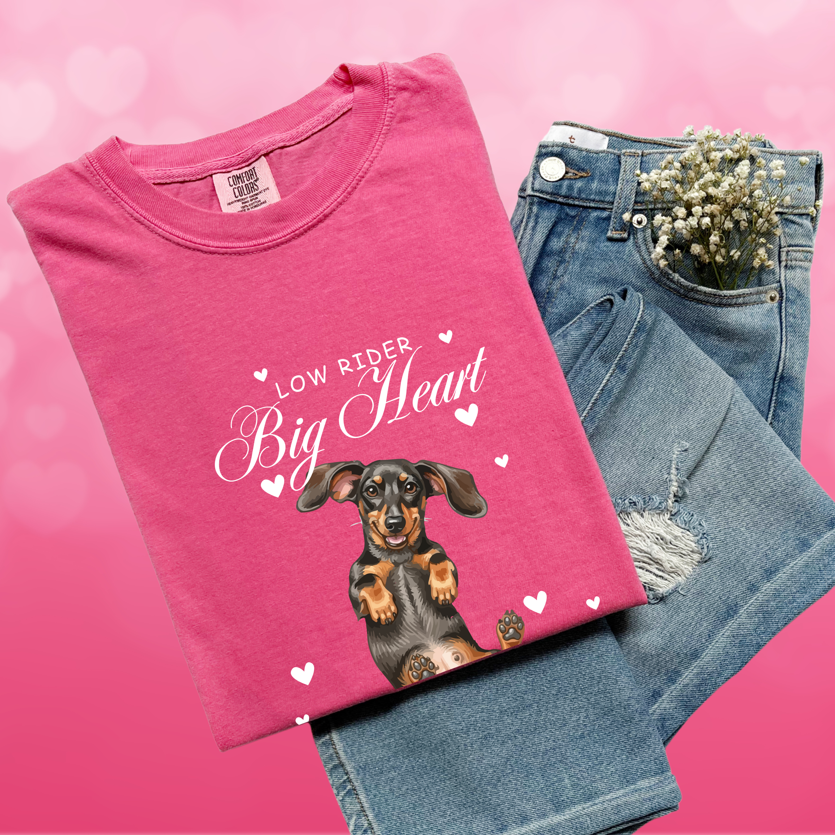 Low Rider Big Heart Dachshund Shirt | Comfort Colors Valentine Dog Lover Tee | Cute Wiener Dog Graphic Tee product thumbnail image Low Rider Big Heart Dachshund Shirt | Comfort Colors Valentine Dog Lover Tee | Cute Wiener Dog Graphic Tee product thumbnail image