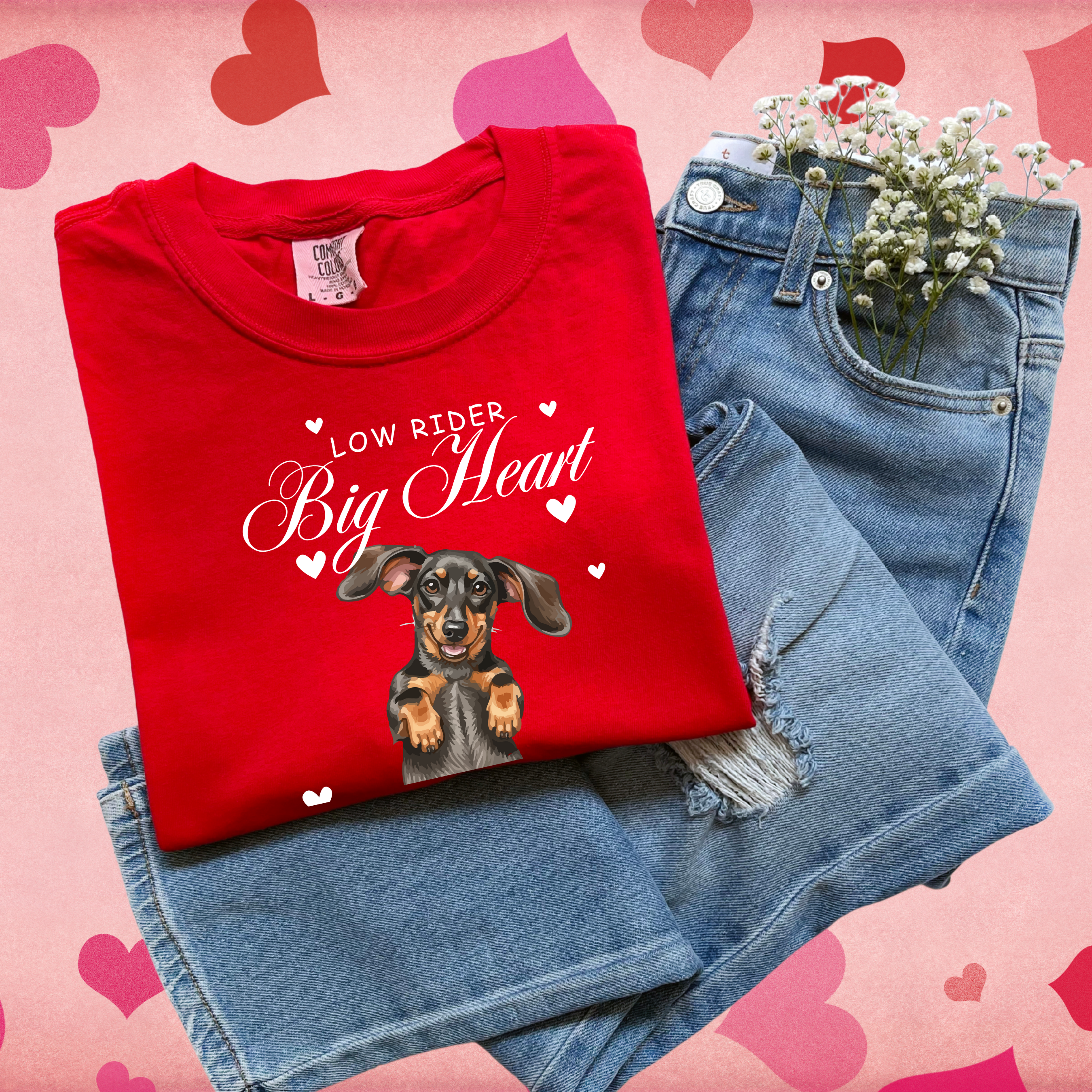 Low Rider Big Heart Dachshund Shirt | Comfort Colors Valentine Dog Lover Tee | Cute Wiener Dog Graphic Tee product thumbnail image Low Rider Big Heart Dachshund Shirt | Comfort Colors Valentine Dog Lover Tee | Cute Wiener Dog Graphic Tee product thumbnail image