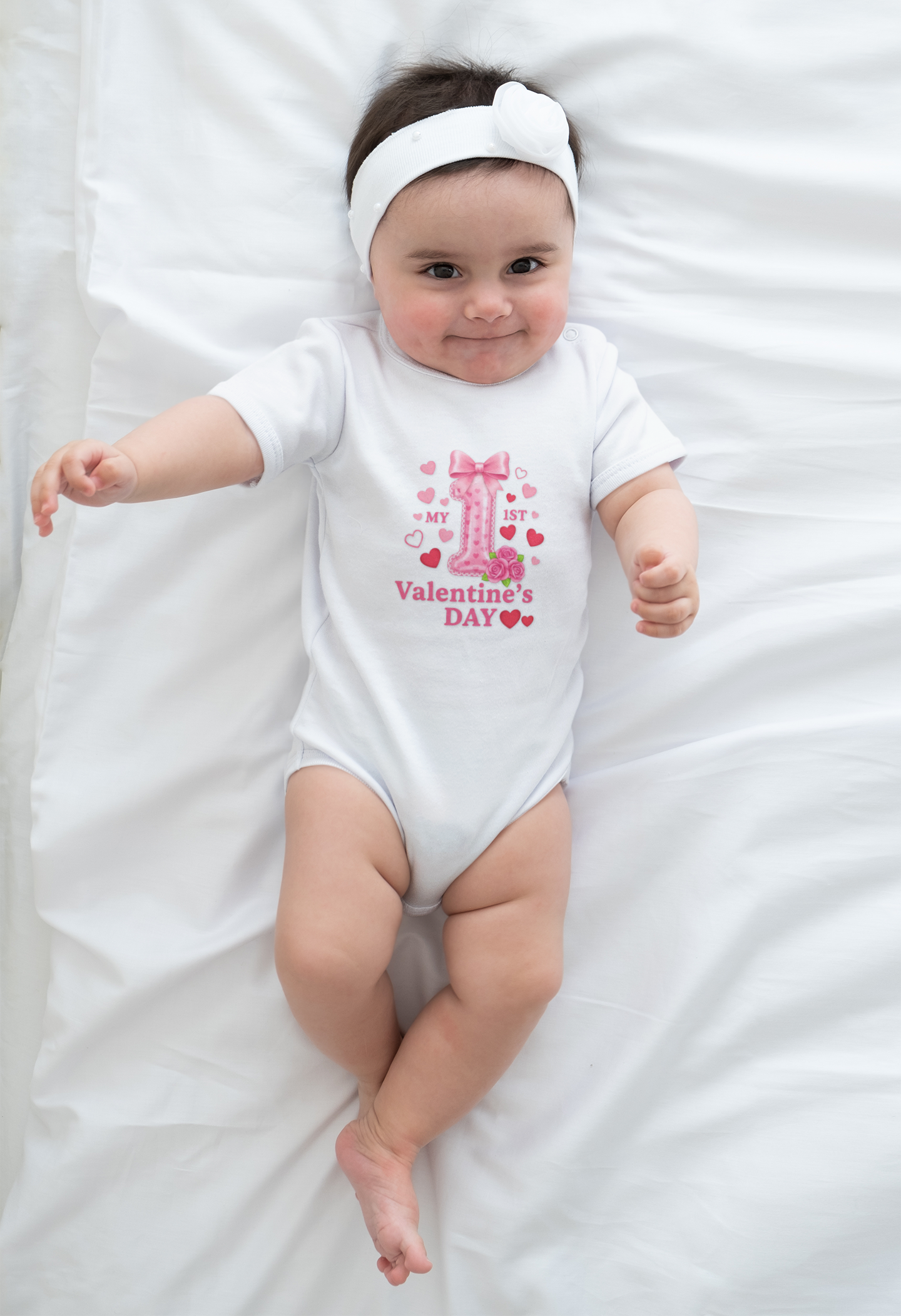 Valentine's Day Infant Bodysuit — "My First Valentines" Baby Girl Onesie product thumbnail image Valentine's Day Infant Bodysuit — "My First Valentines" Baby Girl Onesie product thumbnail image