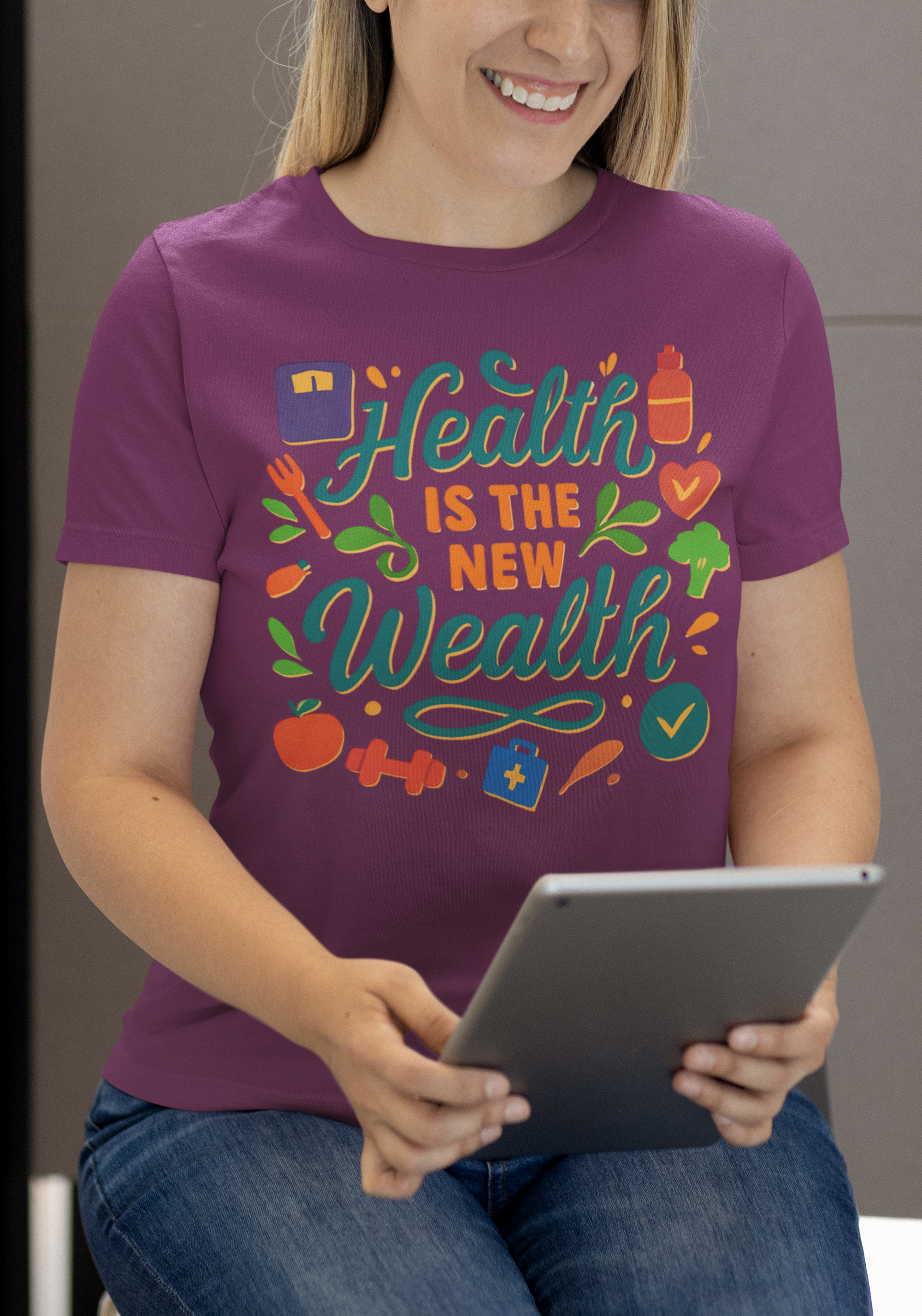Health is the New Wealth Unisex Heavy Cotton Tee, Motivational Shirt, Wellness Apparel, Gift for Health Enthusiasts, Casual Wear product thumbnail image