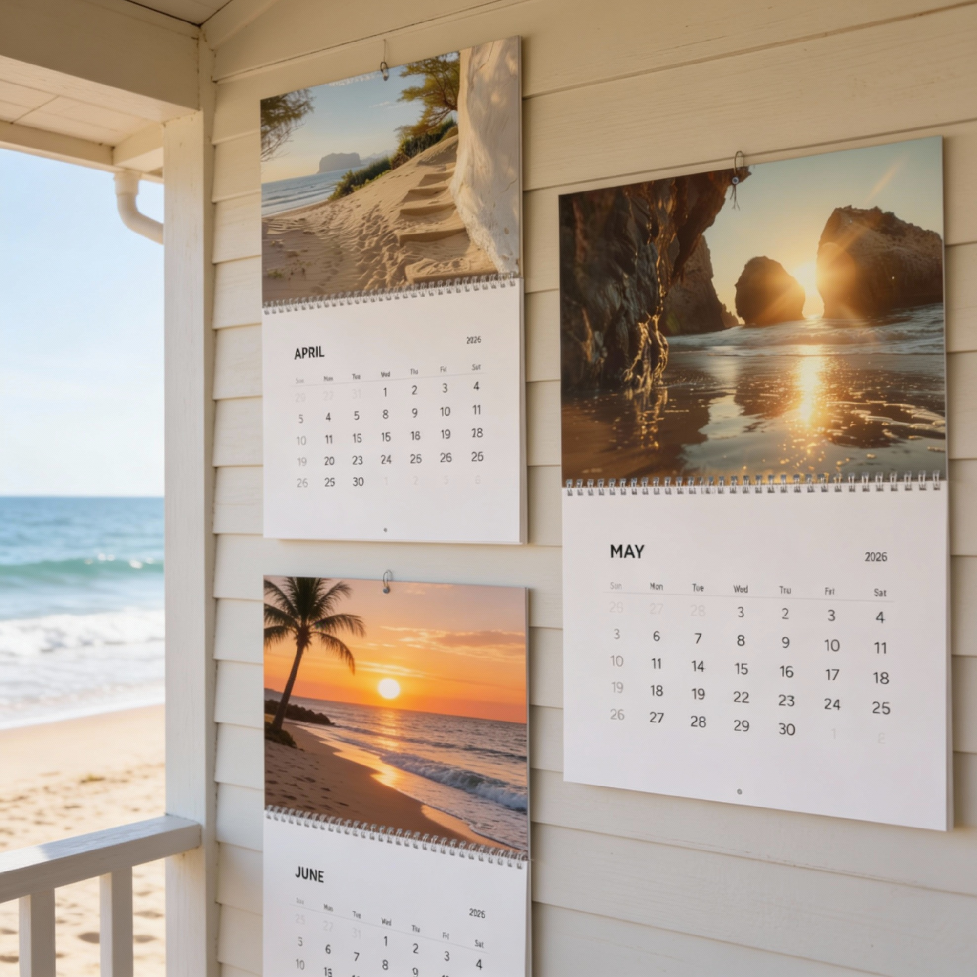 2026 Beach Wall Calendar Coastal Photography Art | Ocean Sunset Calendar | Beach House Decor | Gift for Beach Lovers | Coastal Home Style product thumbnail image