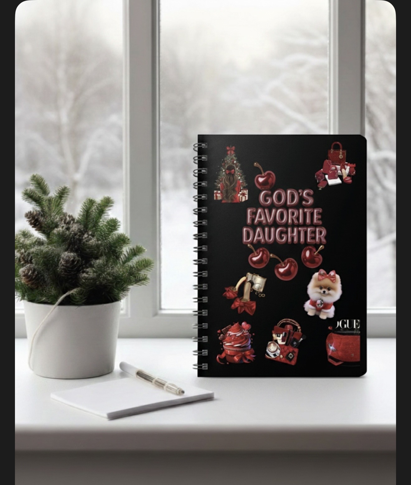 God’s Favorite Daughter Spiral Notebook — Cute Cherry & Pomeranian Journal product thumbnail image God’s Favorite Daughter Spiral Notebook — Cute Cherry & Pomeranian Journal product thumbnail image