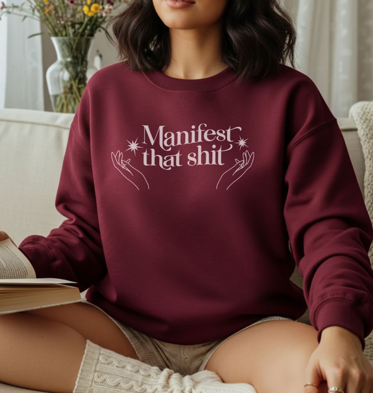 Manifest That Shit Sweatshirt — Spiritual Affirmation Crewneck product thumbnail image Manifest That Shit Sweatshirt — Spiritual Affirmation Crewneck product thumbnail image