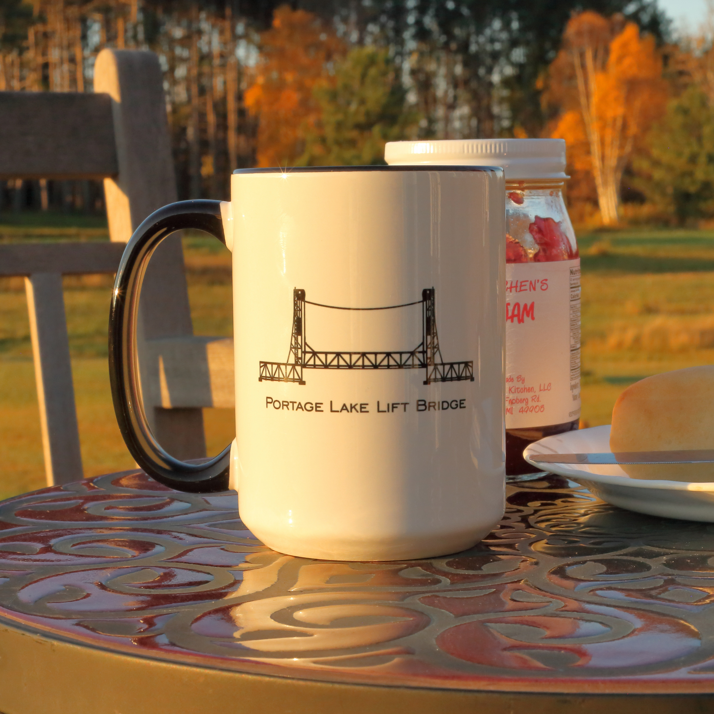 Portage Lake Lift Bridge Mug |Black Handle and Rim | 11oz or 15oz
