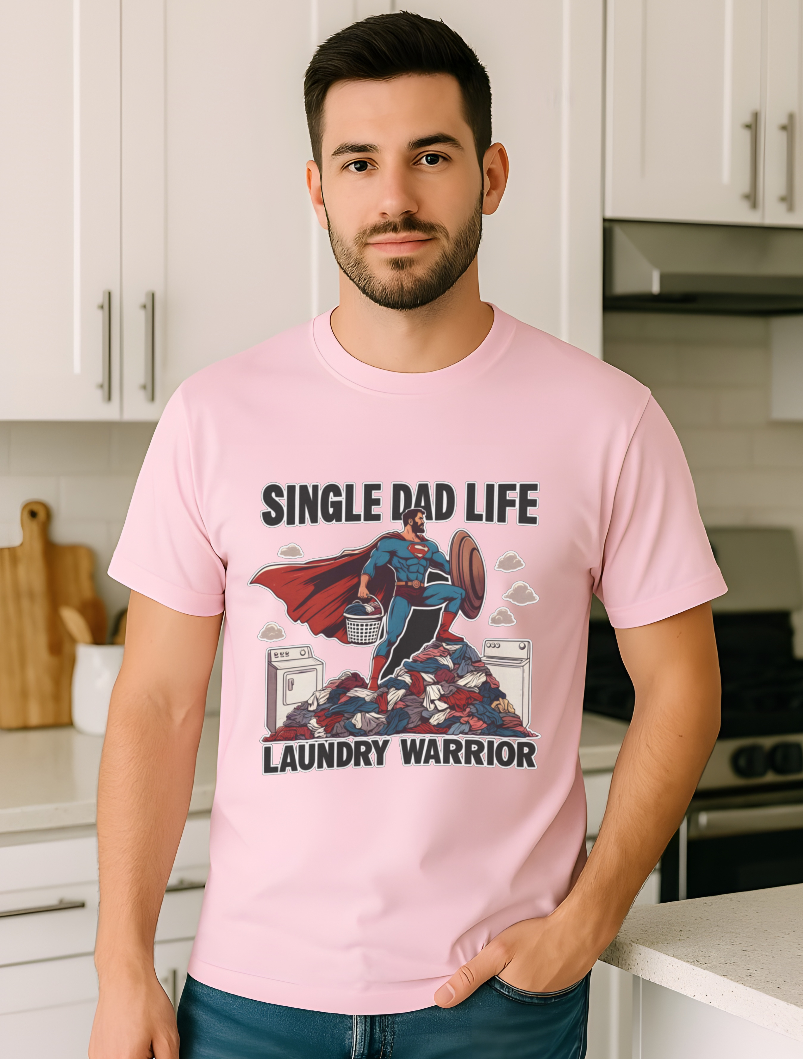 Single Dad Life Shirt – Laundry Warrior Tee for Fathers, Funny Dad Graphic T-Shirt, Single Father Gift, Superhero Dad Apparel product thumbnail image