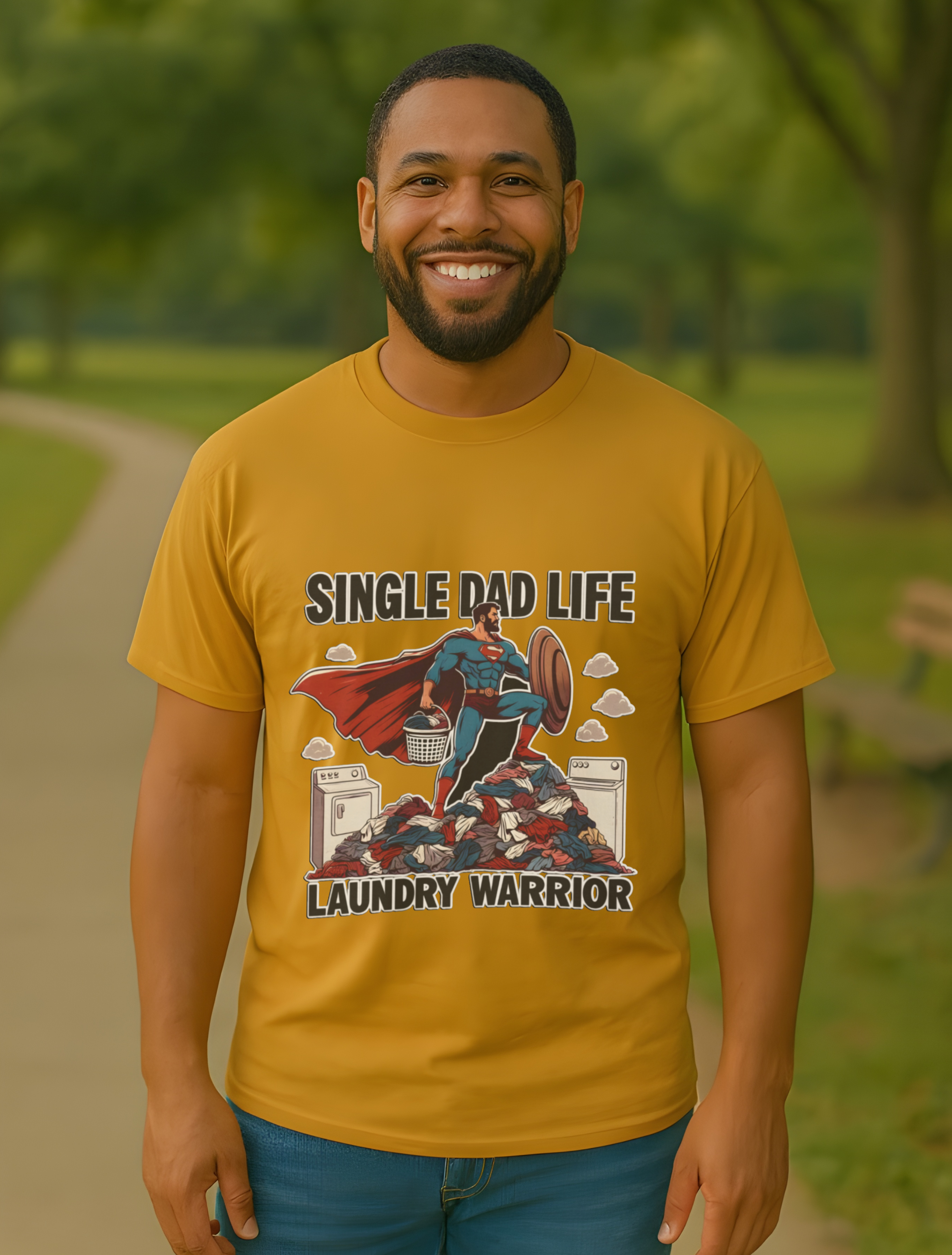 Single Dad Life Shirt – Laundry Warrior Tee for Fathers, Funny Dad Graphic T-Shirt, Single Father Gift, Superhero Dad Apparel product thumbnail image