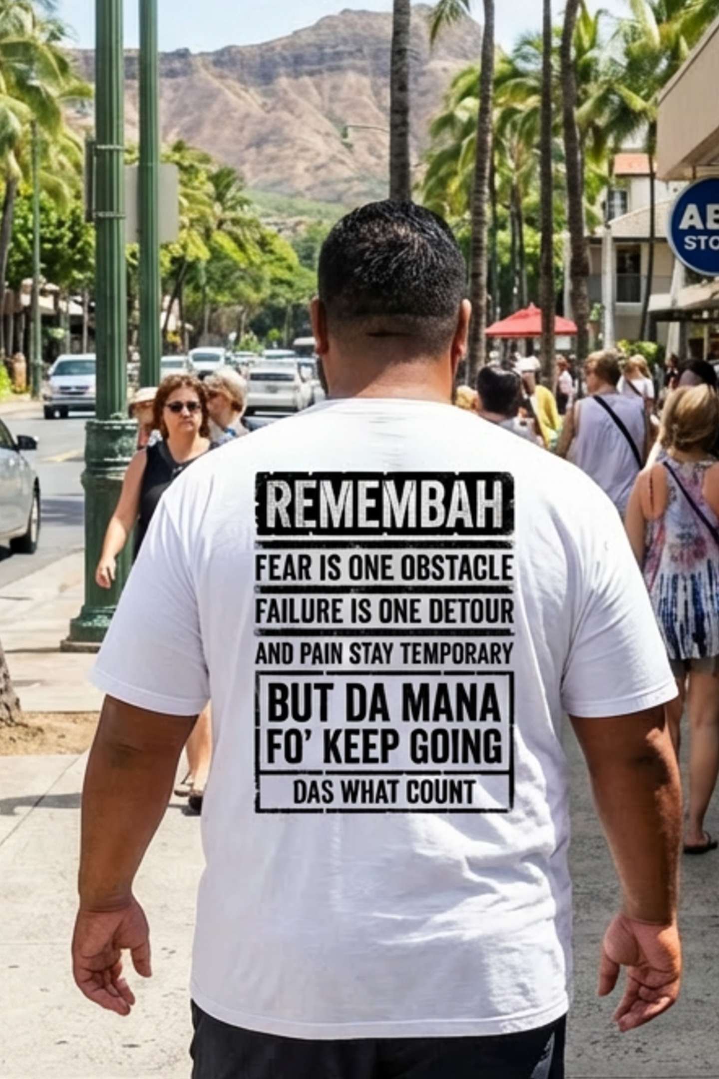 Remembah – Da Mana Fo’ Keep Going Hawaii Pidgin Motivational Unisex Tee product thumbnail image Remembah – Da Mana Fo’ Keep Going Hawaii Pidgin Motivational Unisex Tee product thumbnail image