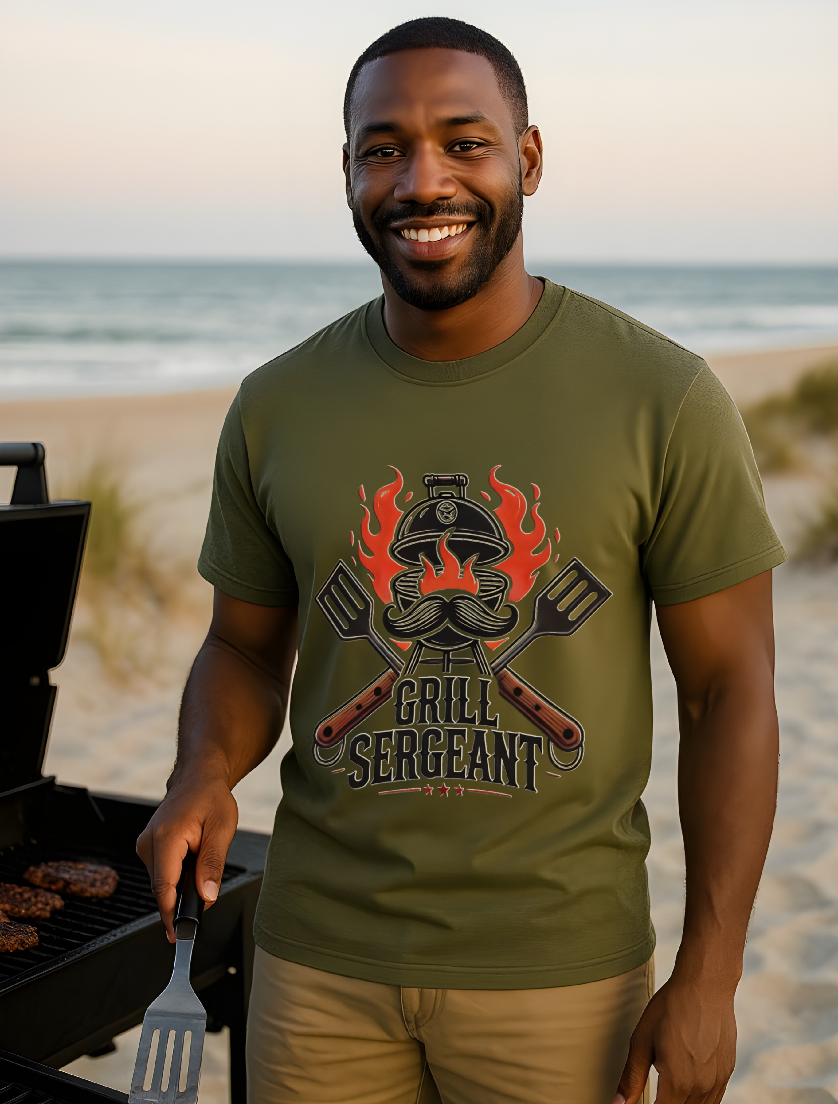 Grill Sergeant Heavy Cotton T-Shirt • Funny BBQ Dad Shirt • Father’s Day Gift for Grillmaster • Outdoor Cooking Tee for Men • Backyard Barbecue Humor Shirt • Gift for Husband, Grandpa, or Chef Dad product thumbnail image