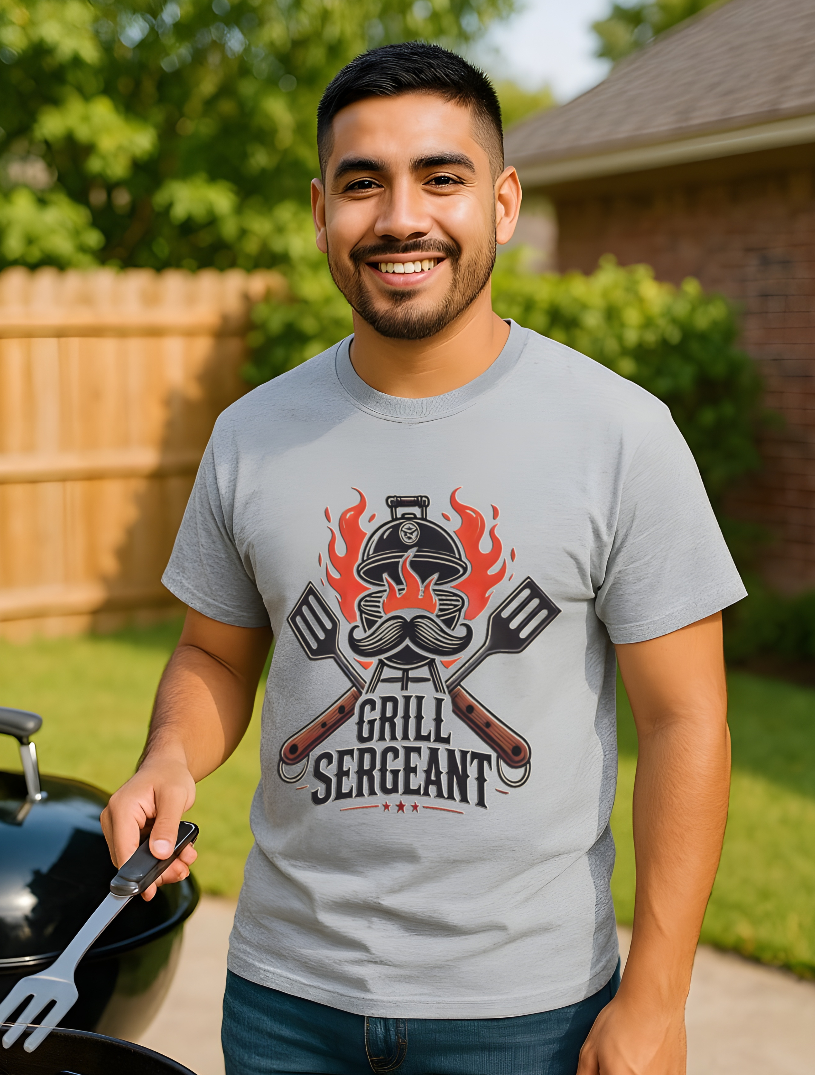 Grill Sergeant Heavy Cotton T-Shirt • Funny BBQ Dad Shirt • Father’s Day Gift for Grillmaster • Outdoor Cooking Tee for Men • Backyard Barbecue Humor Shirt • Gift for Husband, Grandpa, or Chef Dad product thumbnail image