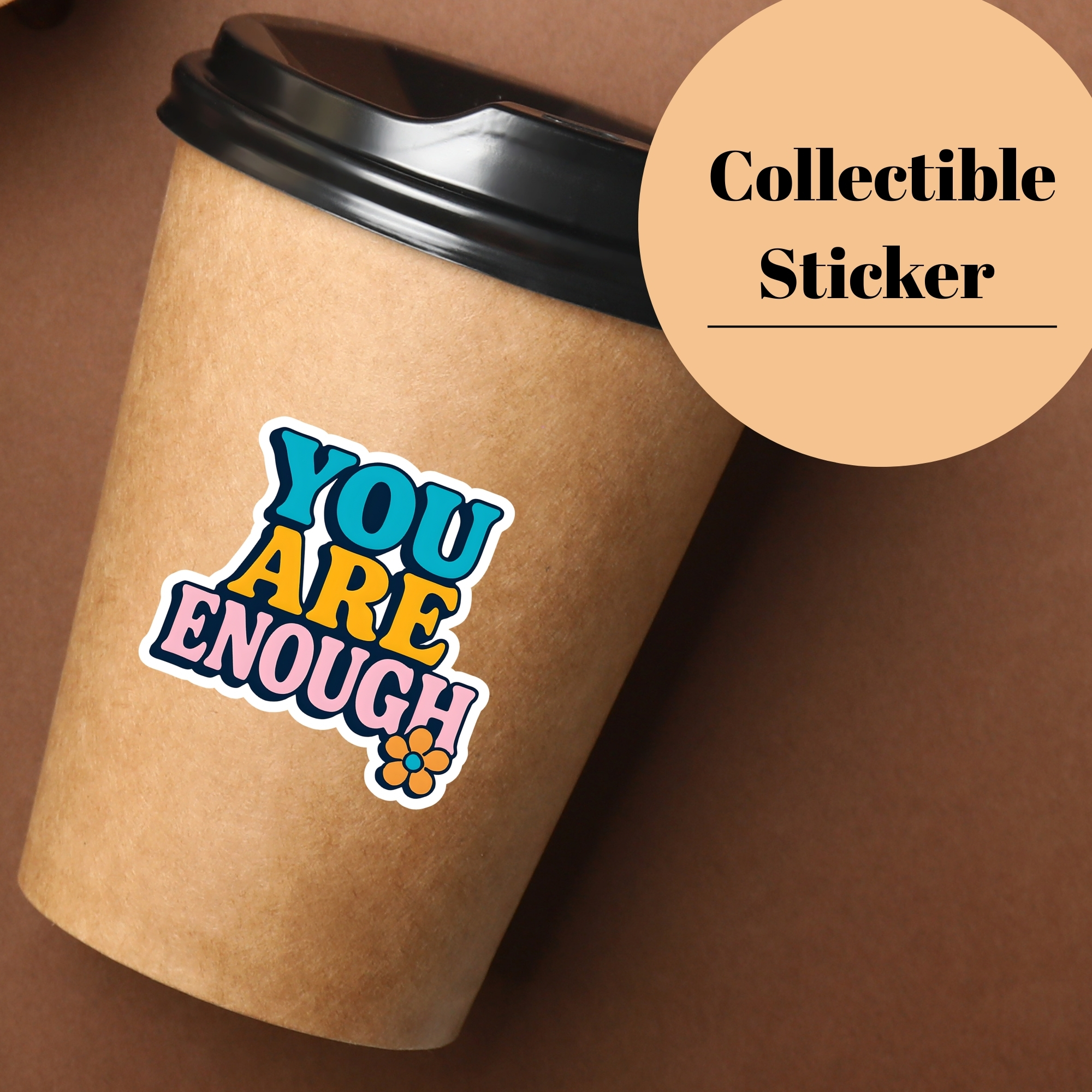 You Are Enough Retro Floral Sticker Positive Affirmation Kiss-Cut Sticker product thumbnail image You Are Enough Retro Floral Sticker Positive Affirmation Kiss-Cut Sticker product thumbnail image