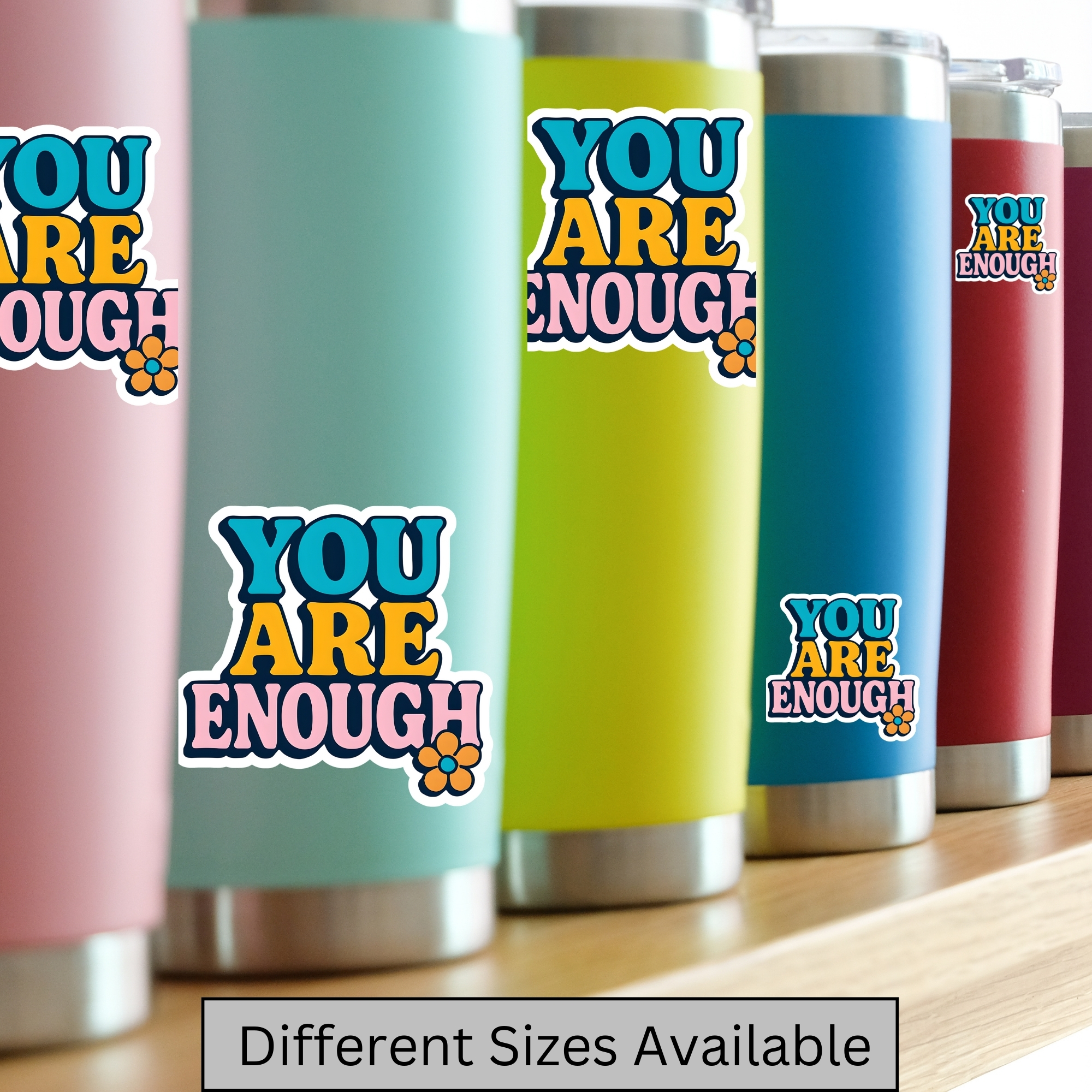 You Are Enough Retro Floral Sticker Positive Affirmation Kiss-Cut Sticker product thumbnail image You Are Enough Retro Floral Sticker Positive Affirmation Kiss-Cut Sticker product thumbnail image
