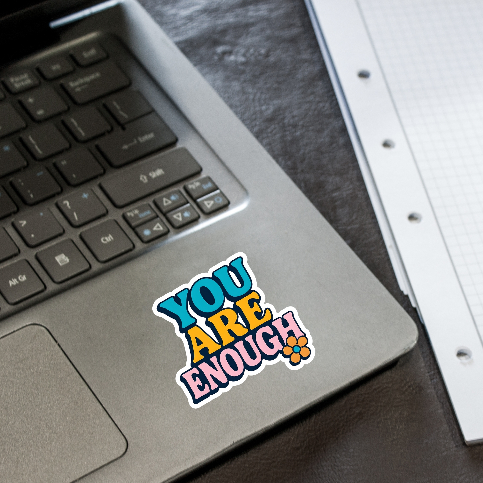 You Are Enough Retro Floral Sticker Positive Affirmation Kiss-Cut Sticker product thumbnail image You Are Enough Retro Floral Sticker Positive Affirmation Kiss-Cut Sticker product thumbnail image