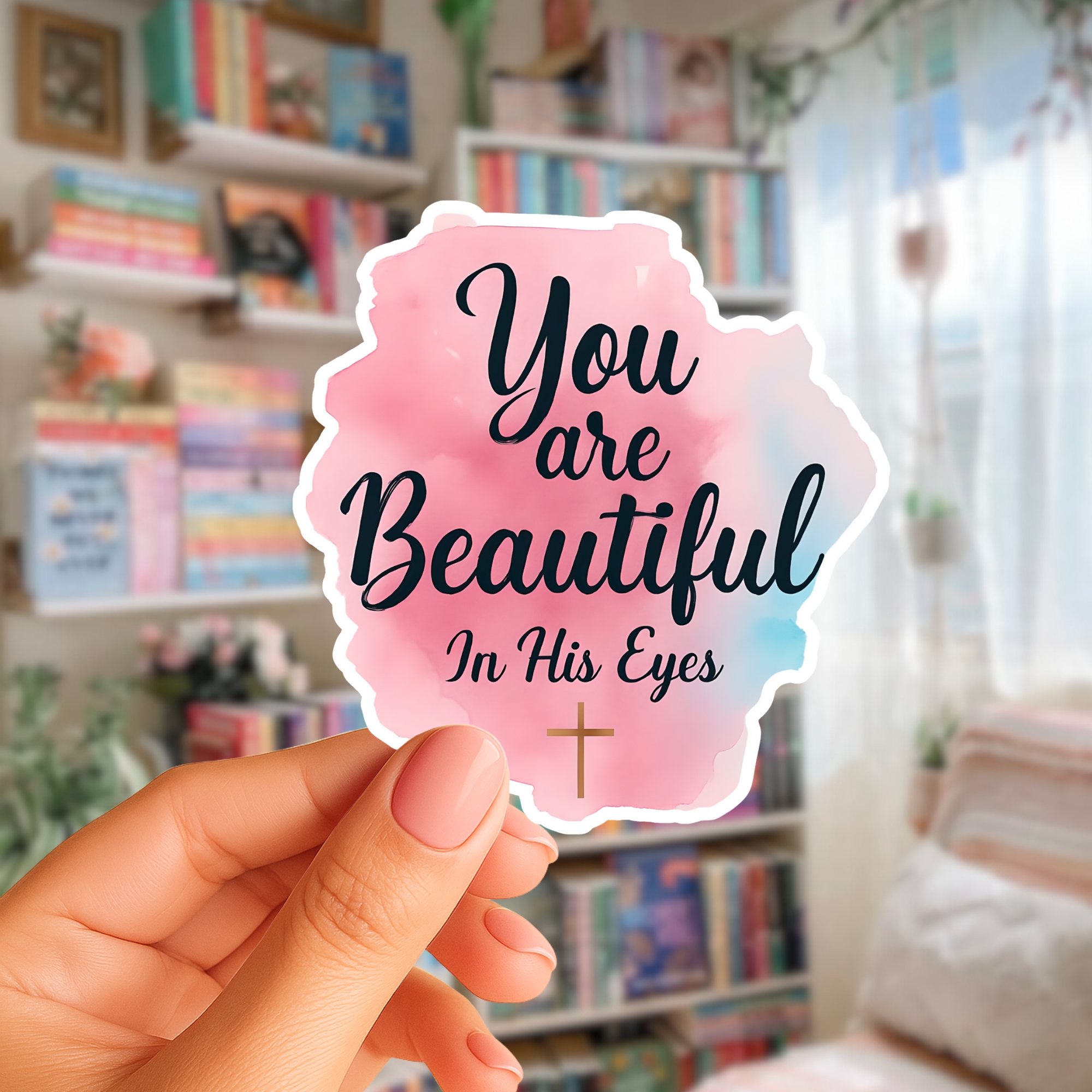 You Are Beautiful In His Eyes Inspirational Christian Kiss-Cut Sticker product thumbnail image You Are Beautiful In His Eyes Inspirational Christian Kiss-Cut Sticker product thumbnail image