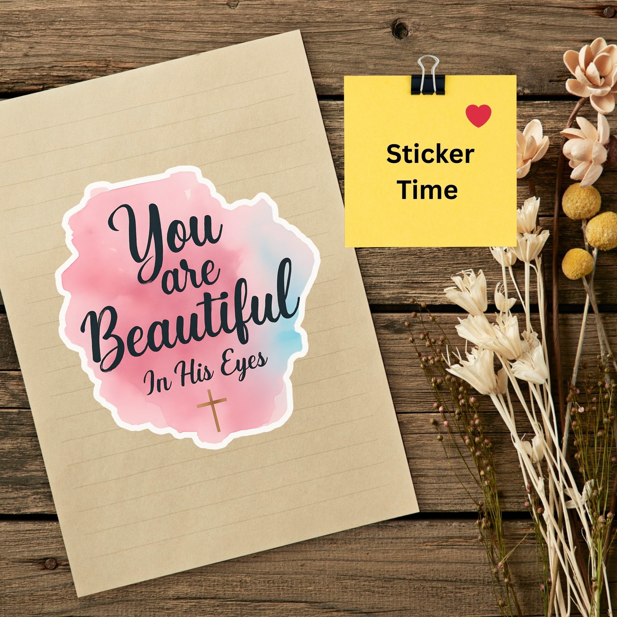 You Are Beautiful In His Eyes Inspirational Christian Kiss-Cut Sticker product thumbnail image You Are Beautiful In His Eyes Inspirational Christian Kiss-Cut Sticker product thumbnail image