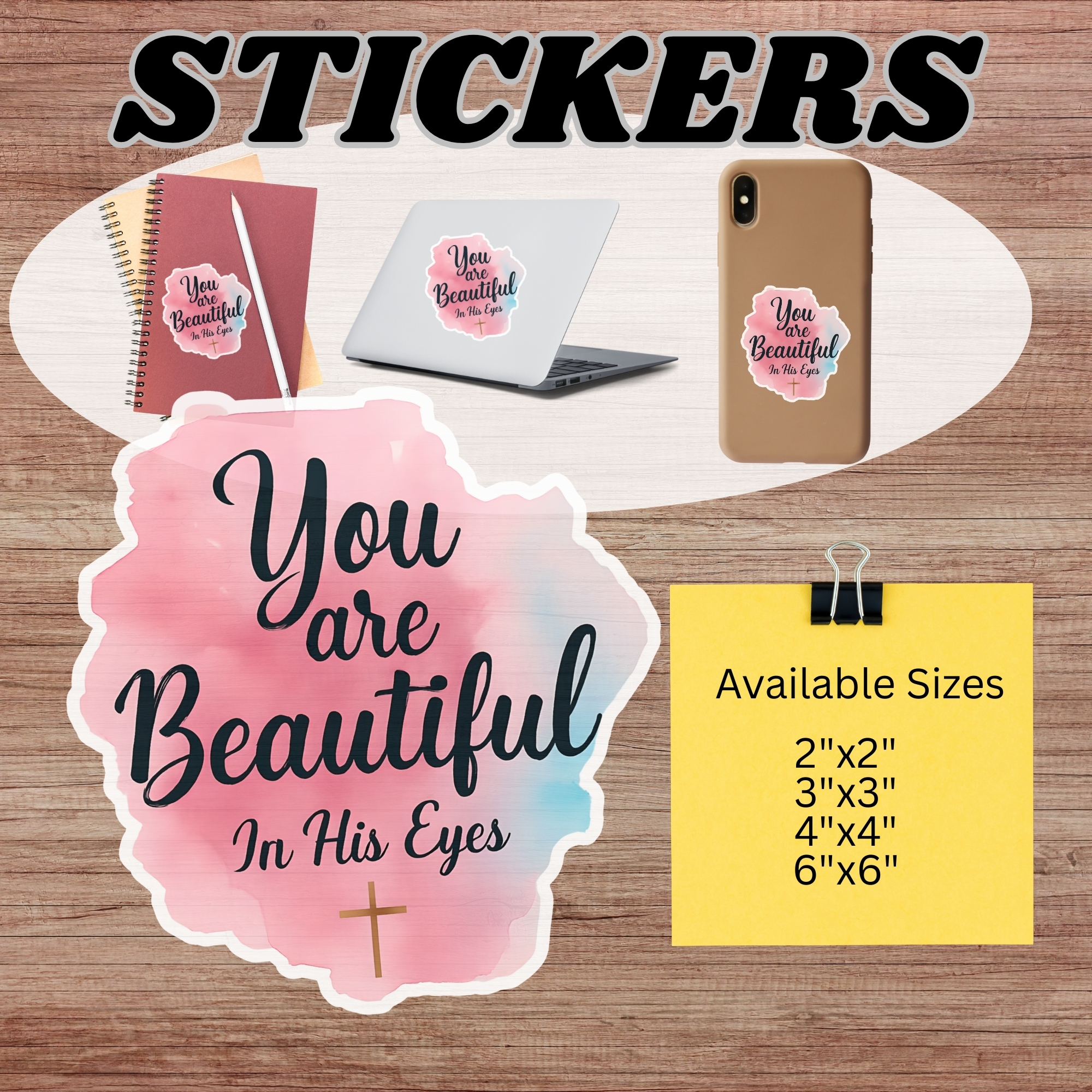 You Are Beautiful In His Eyes Inspirational Christian Kiss-Cut Sticker product thumbnail image You Are Beautiful In His Eyes Inspirational Christian Kiss-Cut Sticker product thumbnail image