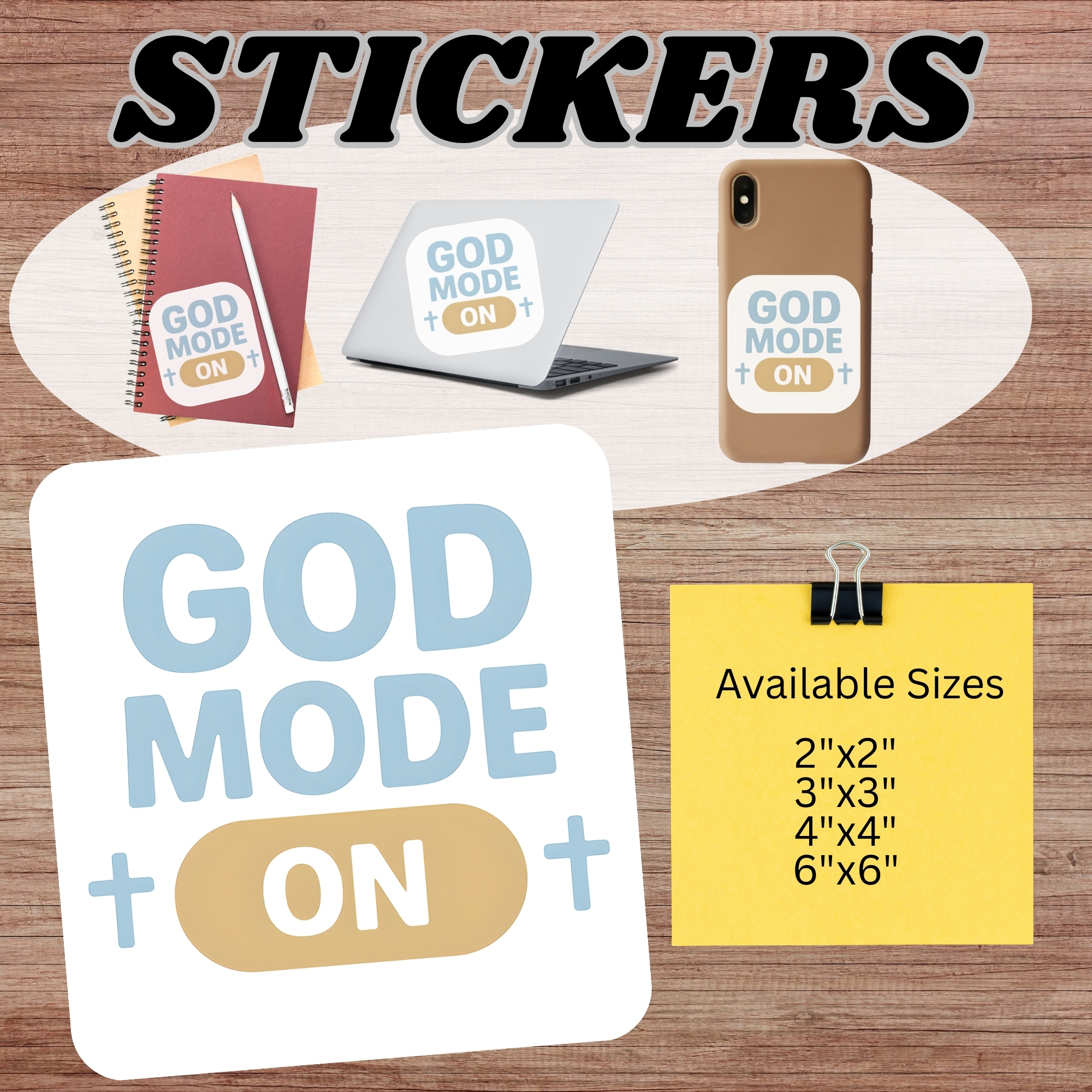 God Mode On Faith Vinyl Sticker product thumbnail image God Mode On Faith Vinyl Sticker product thumbnail image