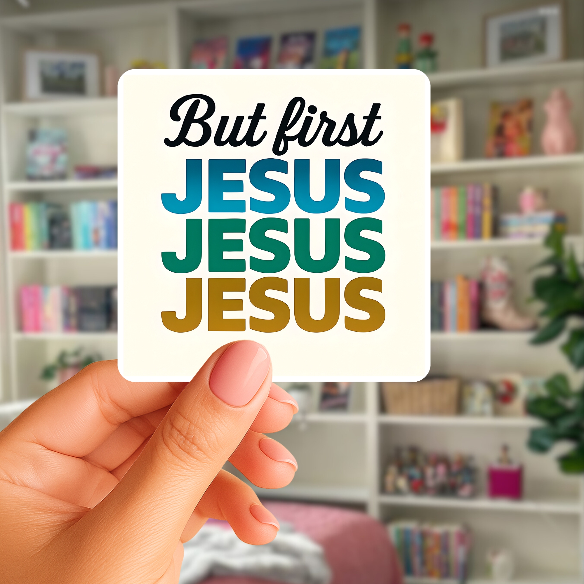 But First Jesus Kiss-Cut Sticker Faith-Inspired Religious Vinyl Decal product thumbnail image But First Jesus Kiss-Cut Sticker Faith-Inspired Religious Vinyl Decal product thumbnail image