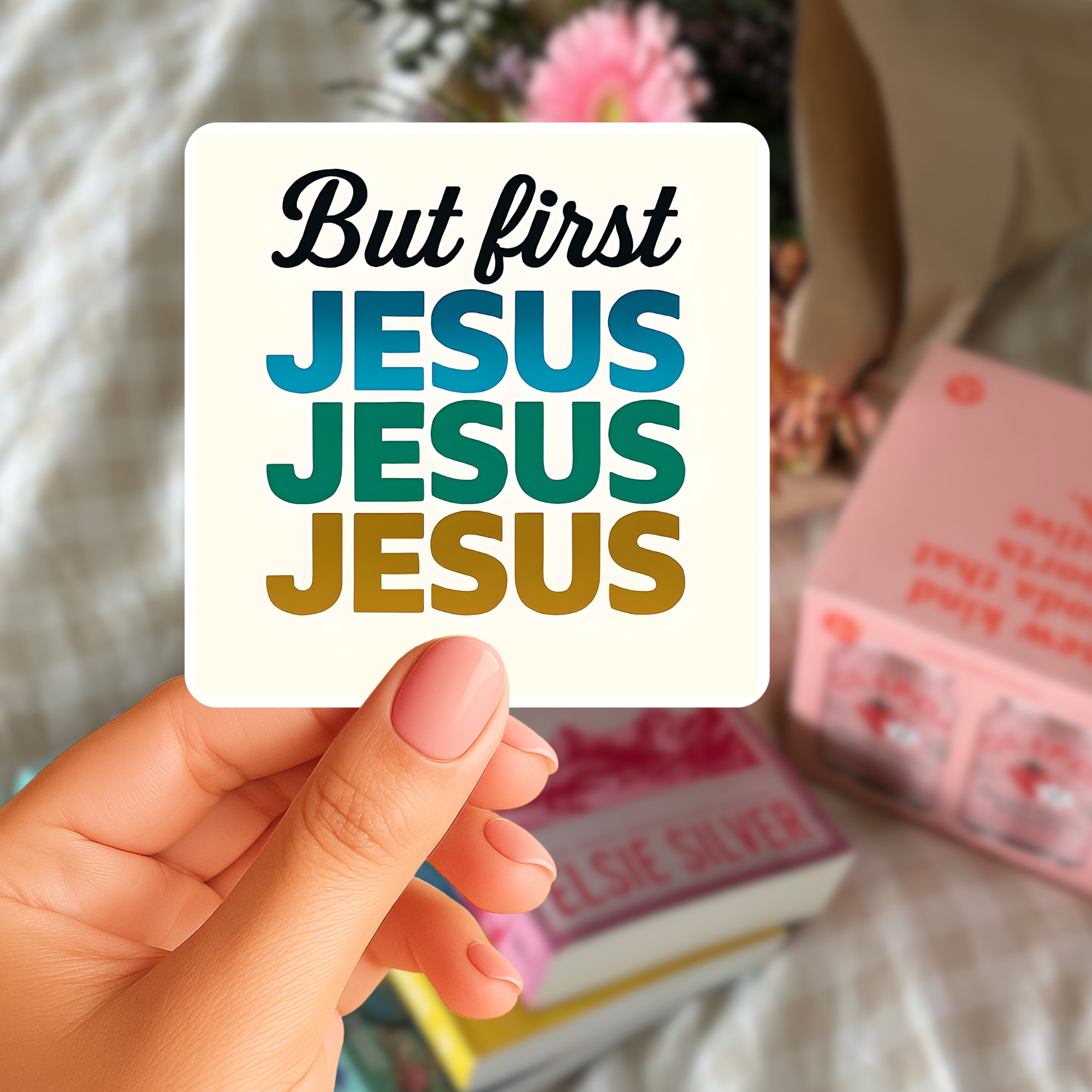 But First Jesus Kiss-Cut Sticker Faith-Inspired Religious Vinyl Decal product thumbnail image But First Jesus Kiss-Cut Sticker Faith-Inspired Religious Vinyl Decal product thumbnail image