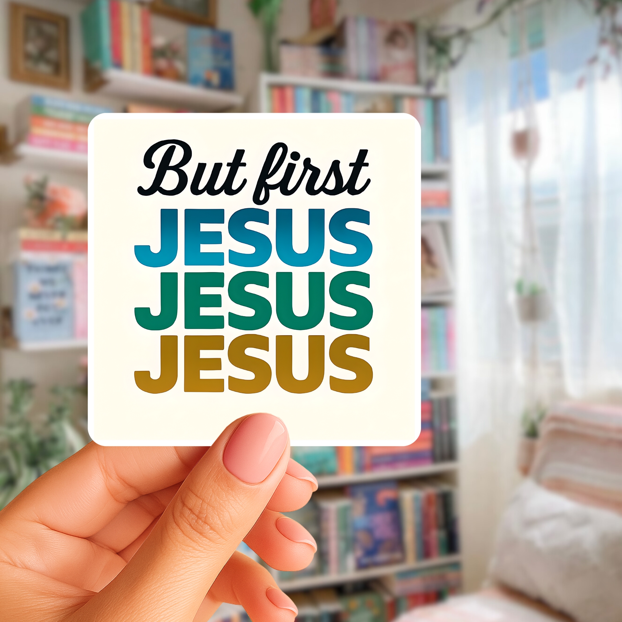 But First Jesus Kiss-Cut Sticker Faith-Inspired Religious Vinyl Decal product thumbnail image But First Jesus Kiss-Cut Sticker Faith-Inspired Religious Vinyl Decal product thumbnail image