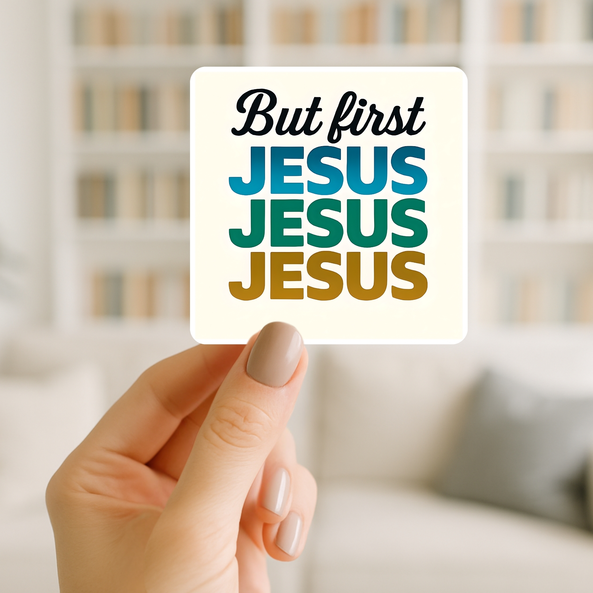 But First Jesus Kiss-Cut Sticker Faith-Inspired Religious Vinyl Decal product thumbnail image But First Jesus Kiss-Cut Sticker Faith-Inspired Religious Vinyl Decal product thumbnail image