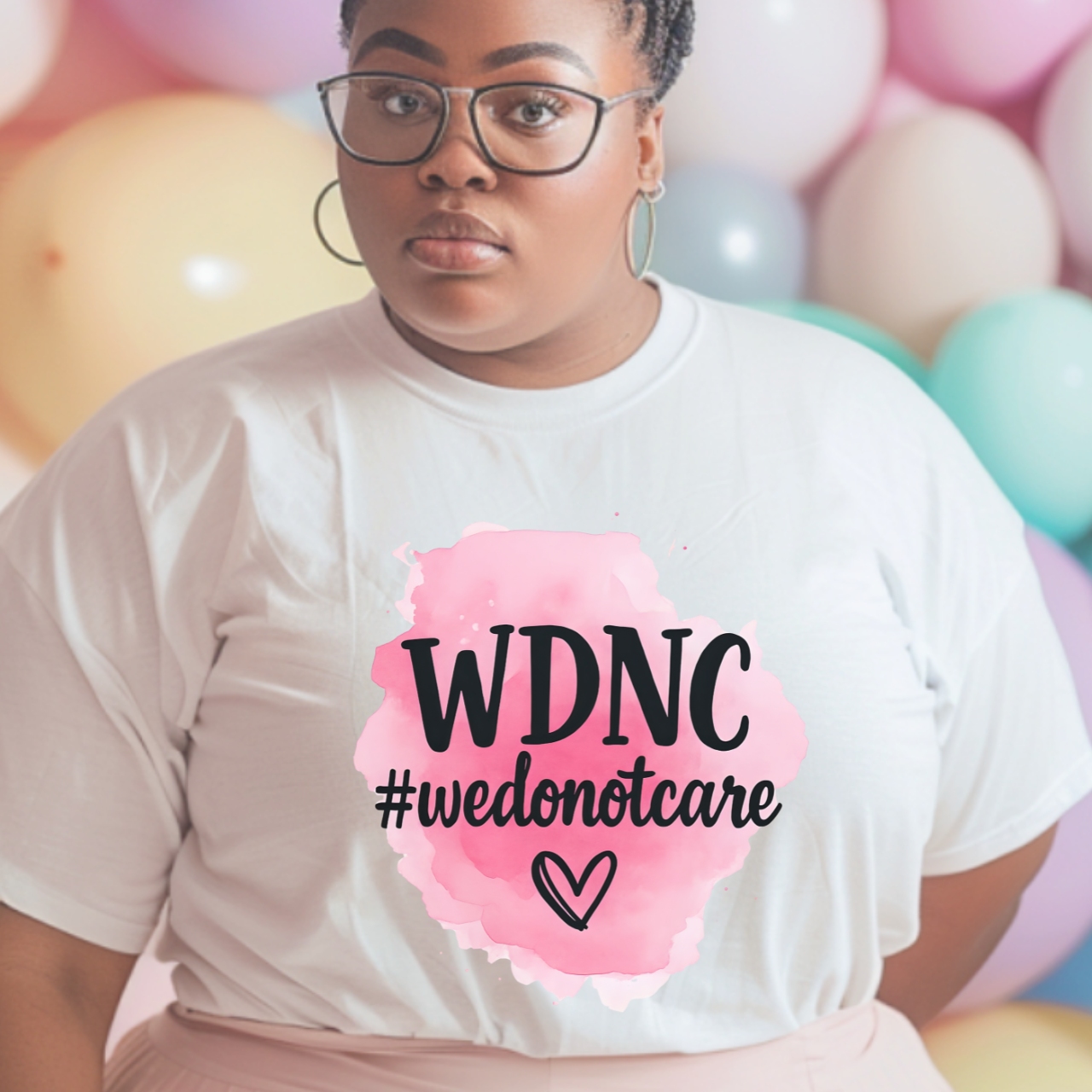 WDNC #wedontcare Graphic T-Shirt Casual Pink Watercolor Heart Tee product thumbnail image WDNC #wedontcare Graphic T-Shirt Casual Pink Watercolor Heart Tee product thumbnail image